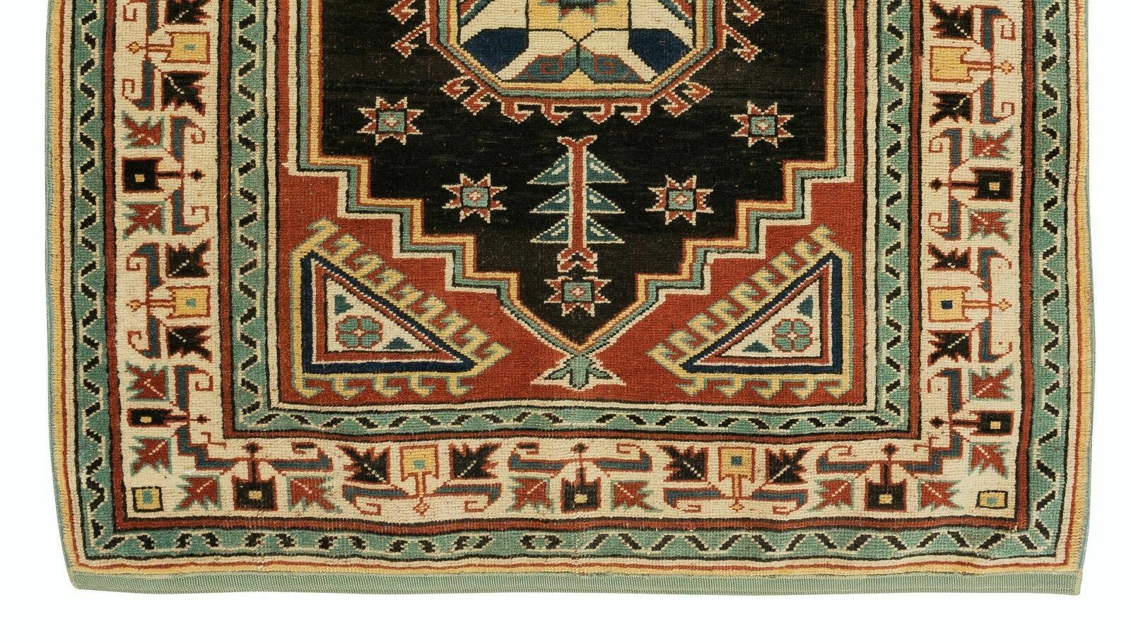 3x3.5 Ft One Of A Kind Geometric Hand Knotted Vintage Accent Rug From Turkey photo 343.0