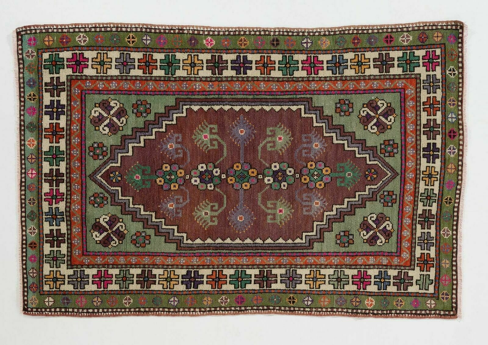 4.3x5.3 Ft Traditional Hand Knotted Vintage Anatolian Rug, Floor Covering photo 531.0