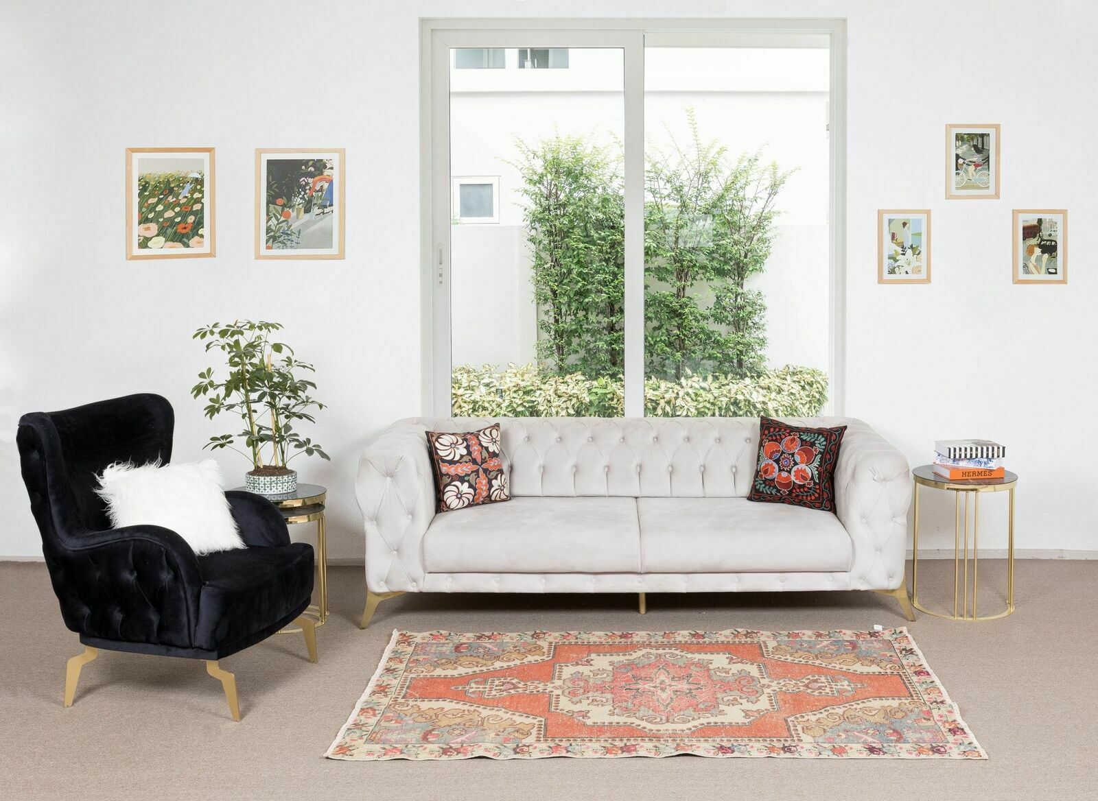 4.2x6.9 Ft Vintage Hand Knotted Turkish Wool Rug, One Of A Kind Geometric Carpet photo furniture