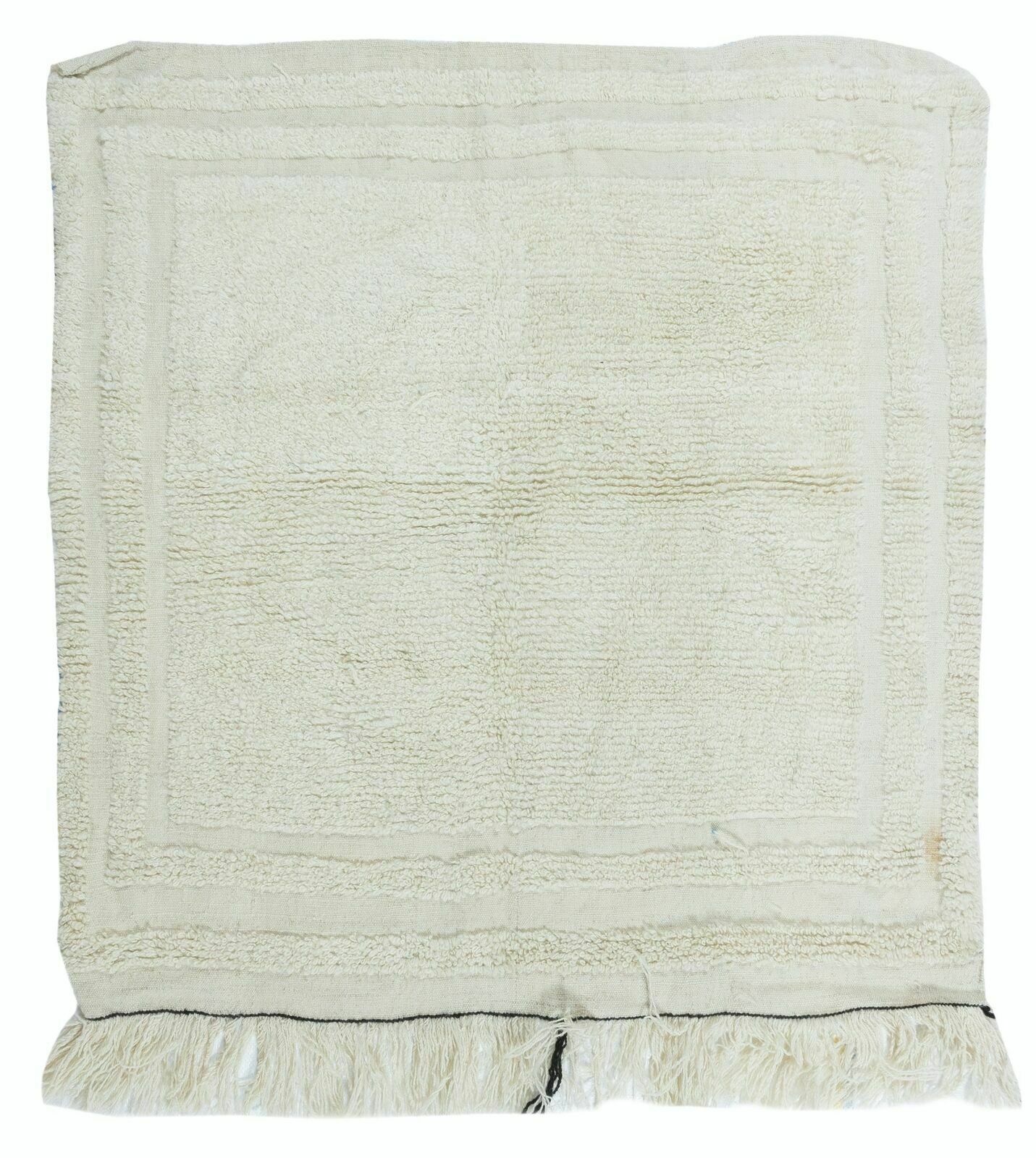 3.7x3.8 Ft Late 20th Century Minimalist Anatolian "Tulu" Rug, 100% Natural Wool