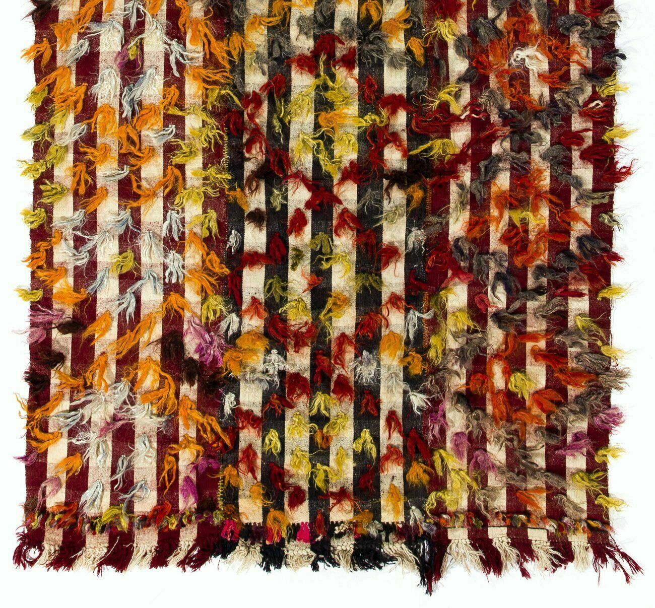 4.6x9 Ft Vintage Kilim Rug With Colorful Poms. Bed, Floor, Sofa Cover photo for sale