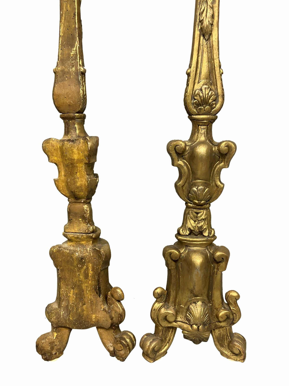 A Pair Of XVIII Century Italian Giltwood Lamps photo for sale