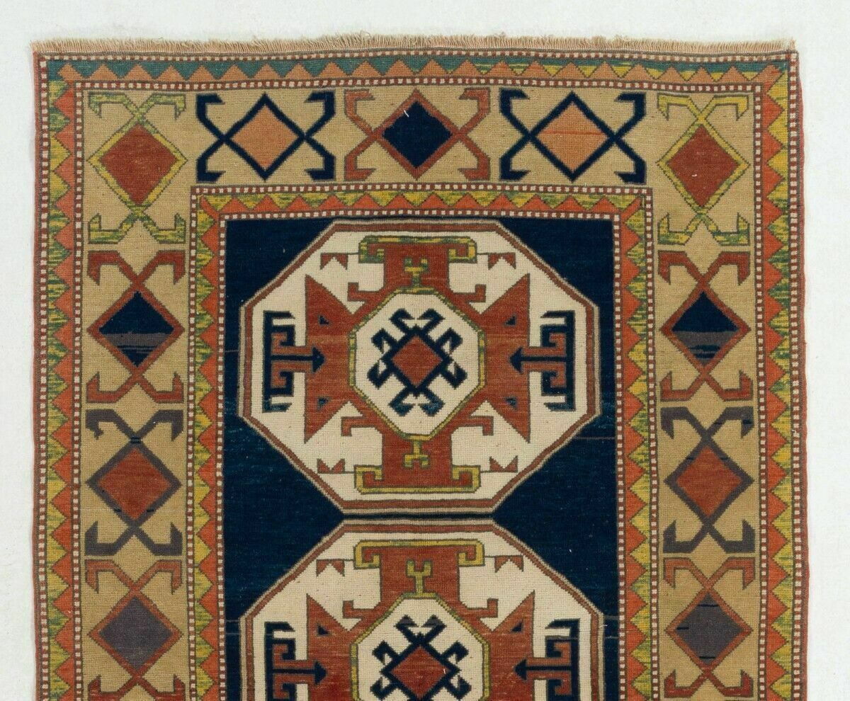 Vintage Caucasian Kazak Rug, Wool Hand Knotted Carpet, Floor Covering photo furniture