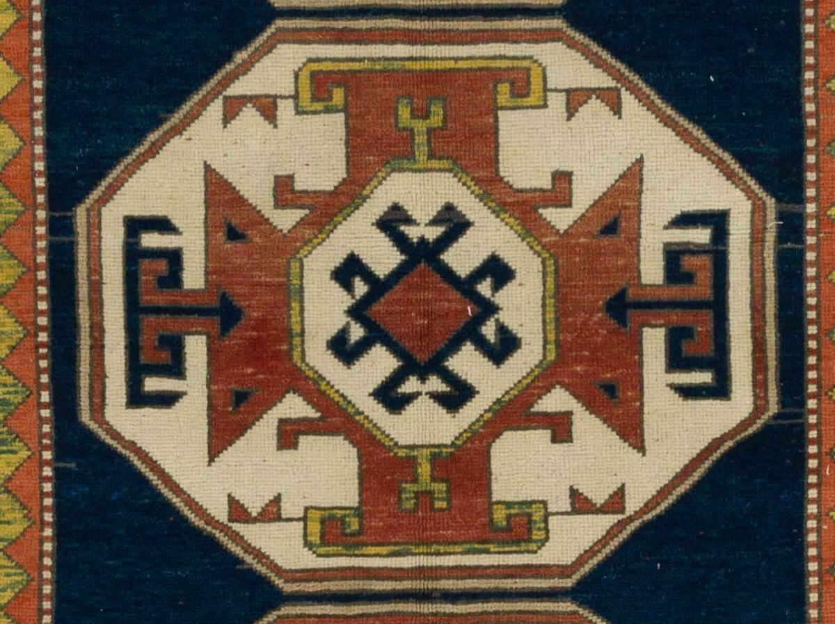 Vintage Caucasian Kazak Rug, Wool Hand Knotted Carpet, Floor Covering photo Textiles