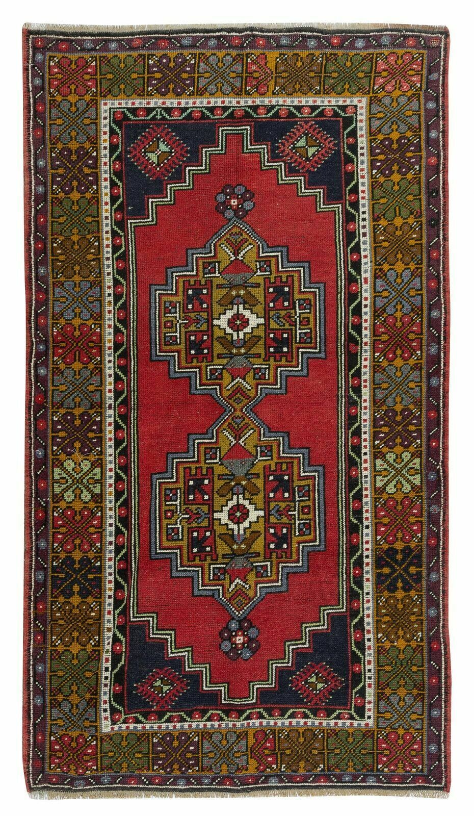 3.8x6.7 Ft One Of A Kind Turkish Rug, Handmade Tribal Carpet With Bohemian Style