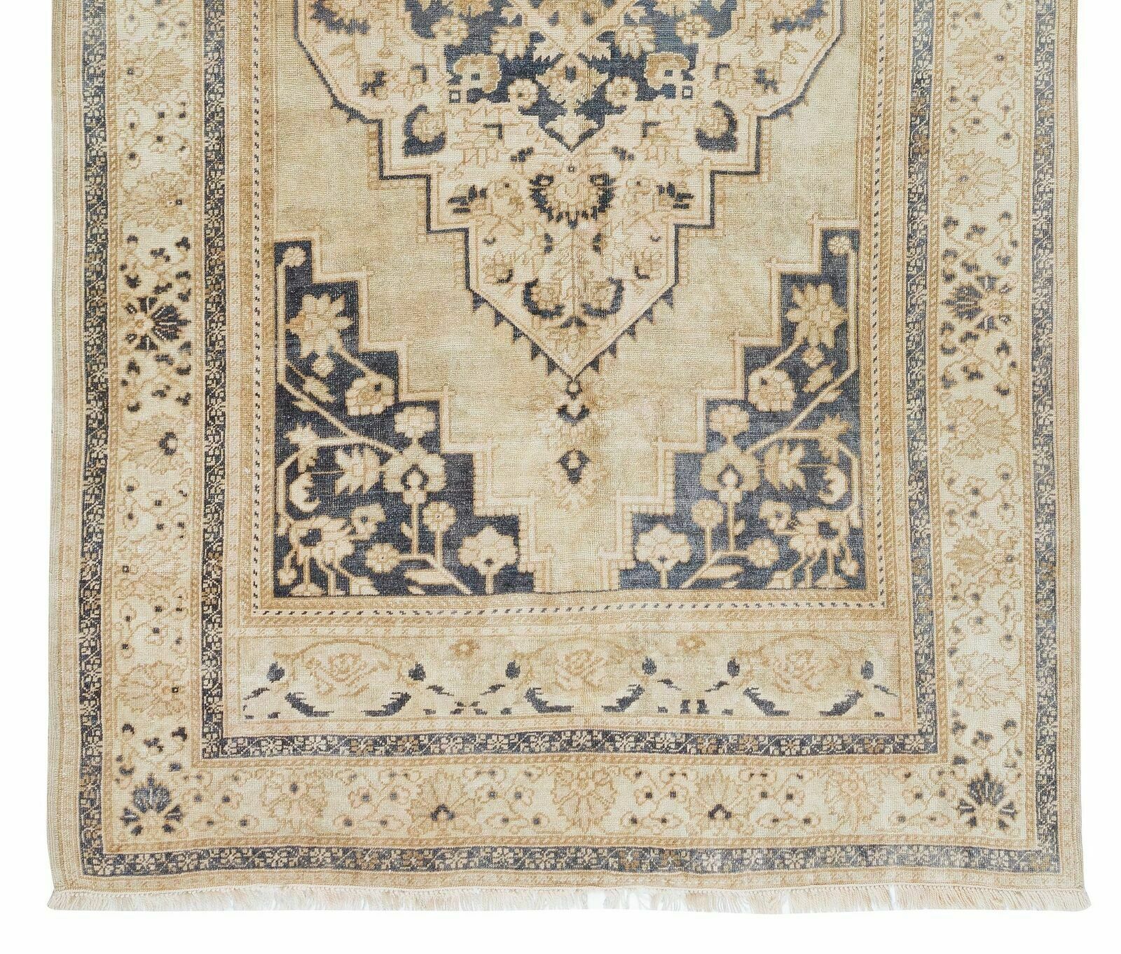5.4x9.3 Ft 1960s Hand Knotted Turkish Oushak Rug With Geometric Medallion Design photo 917.0