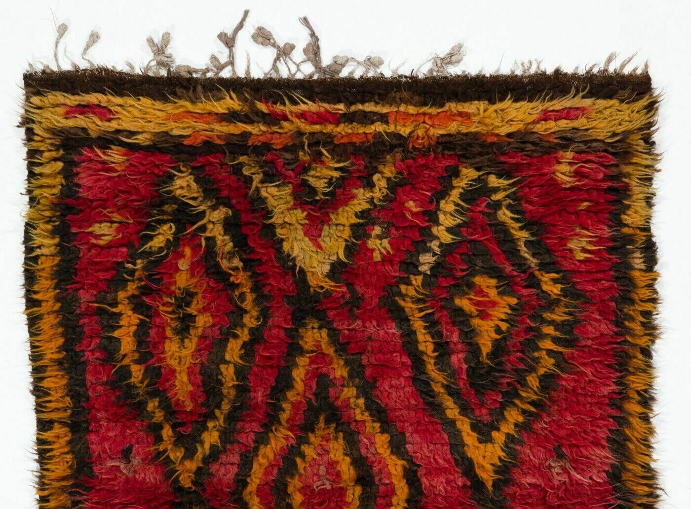 3.8x5.5 Ft Funky One Of A Kind Vintage Tulu Rug, Made Of Red, Orange, Brown Wool photo furniture