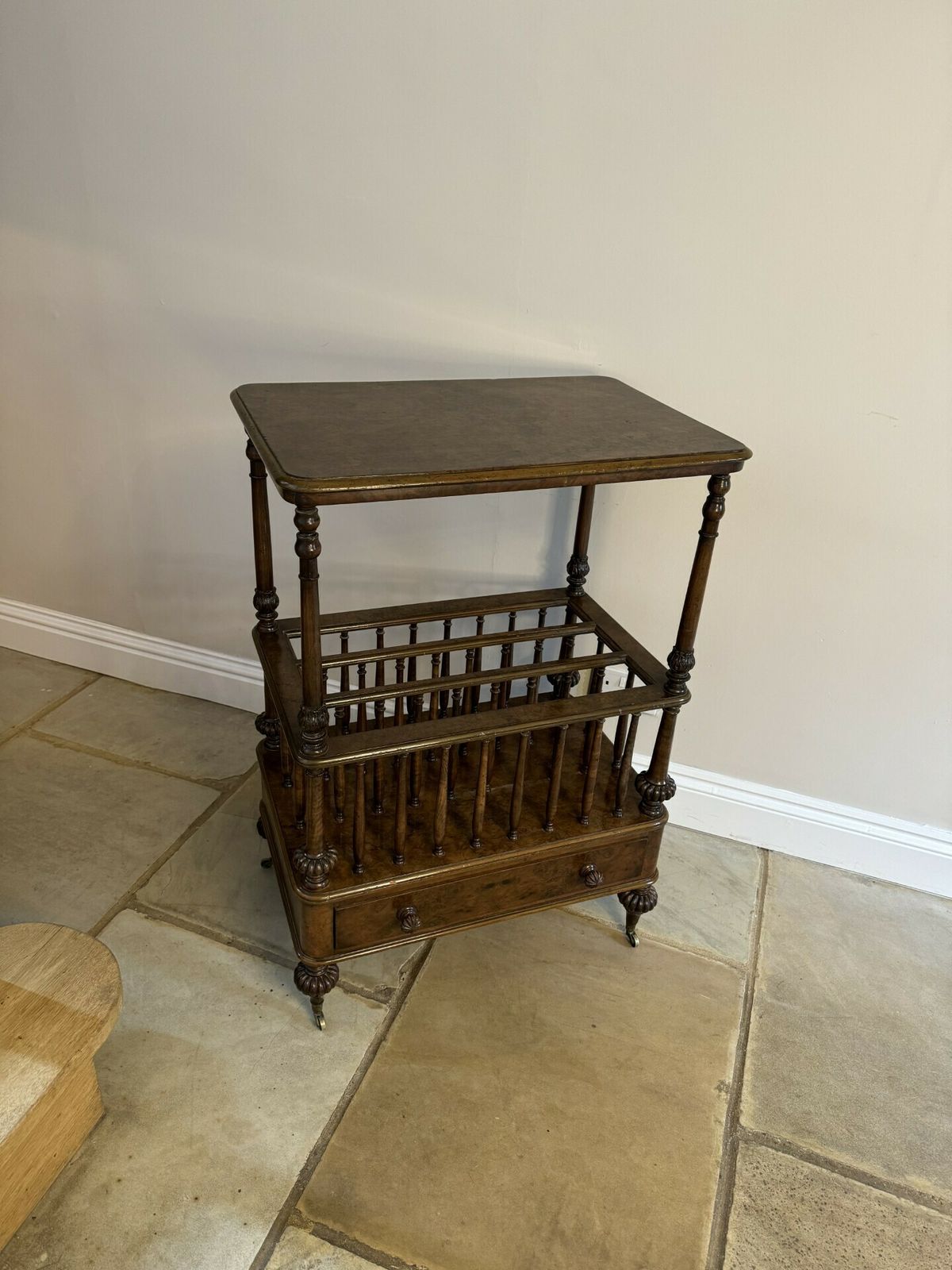 Superb Quality Antique Freestanding Burr Walnut Canterbury Whatnot photo vinterior
