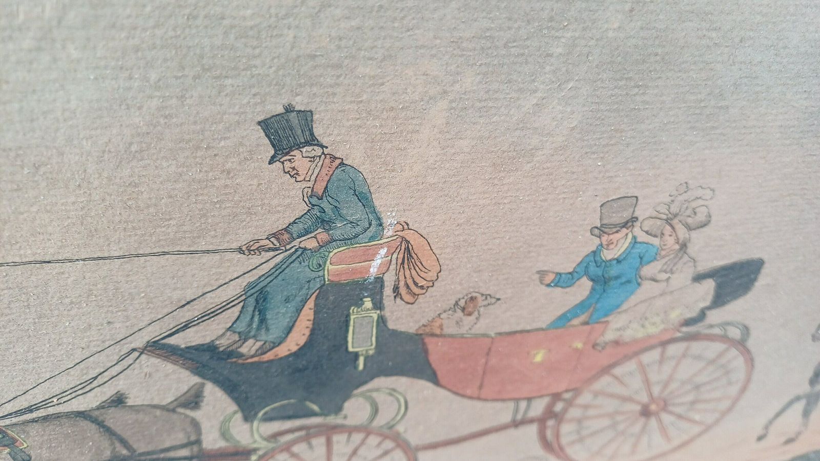 The Comforts & Consequences Of Being Drove Like A Gentleman Drawn By Henry Alken Early 1800s, Published By Fuller, Hand Painted, Van Dorp Co photo for sale