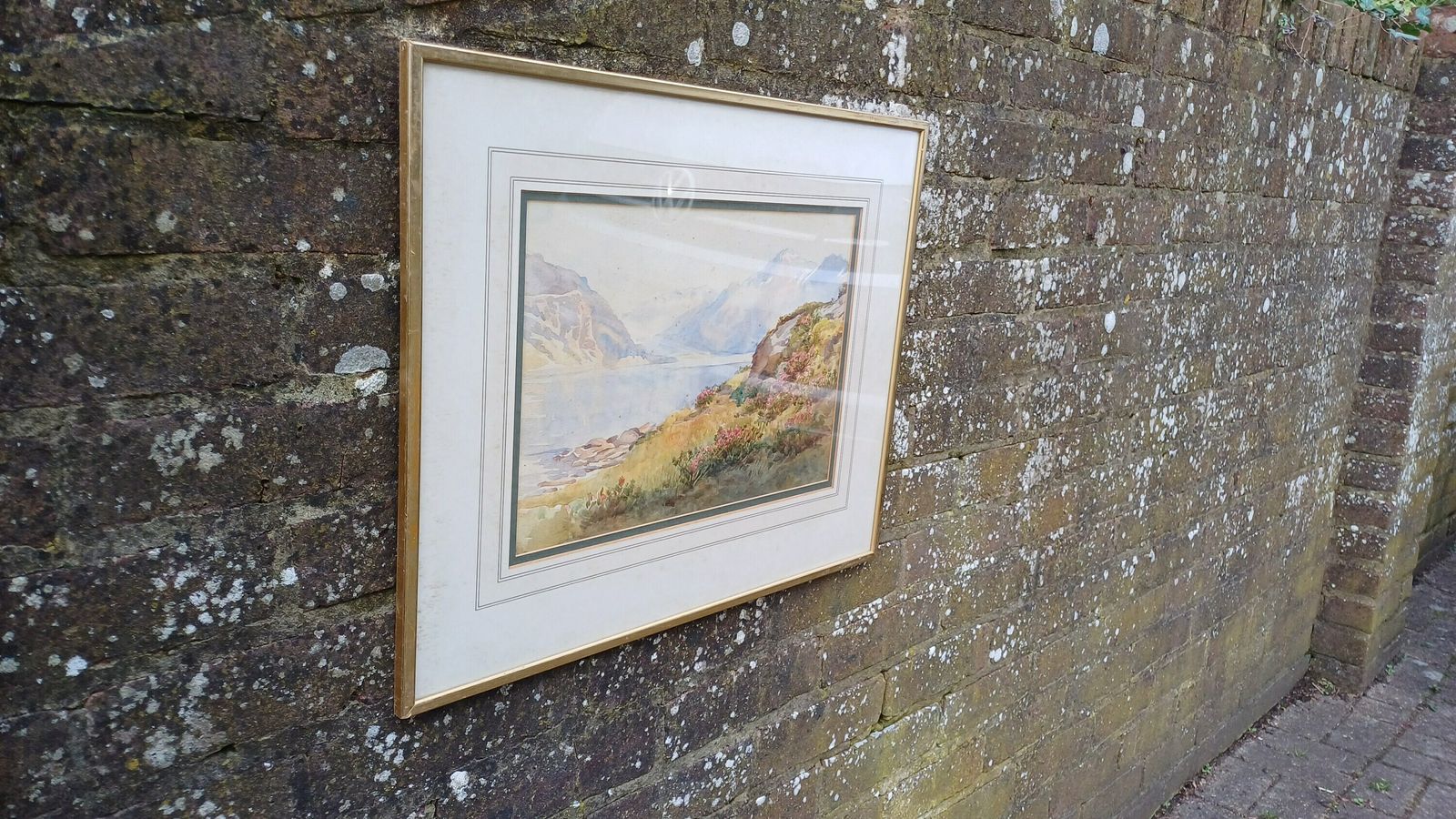 Large Top Quality Vintage Late Victorian Landscape Watercolour. Loch Scotland Vista Superb Detail photo vinterior