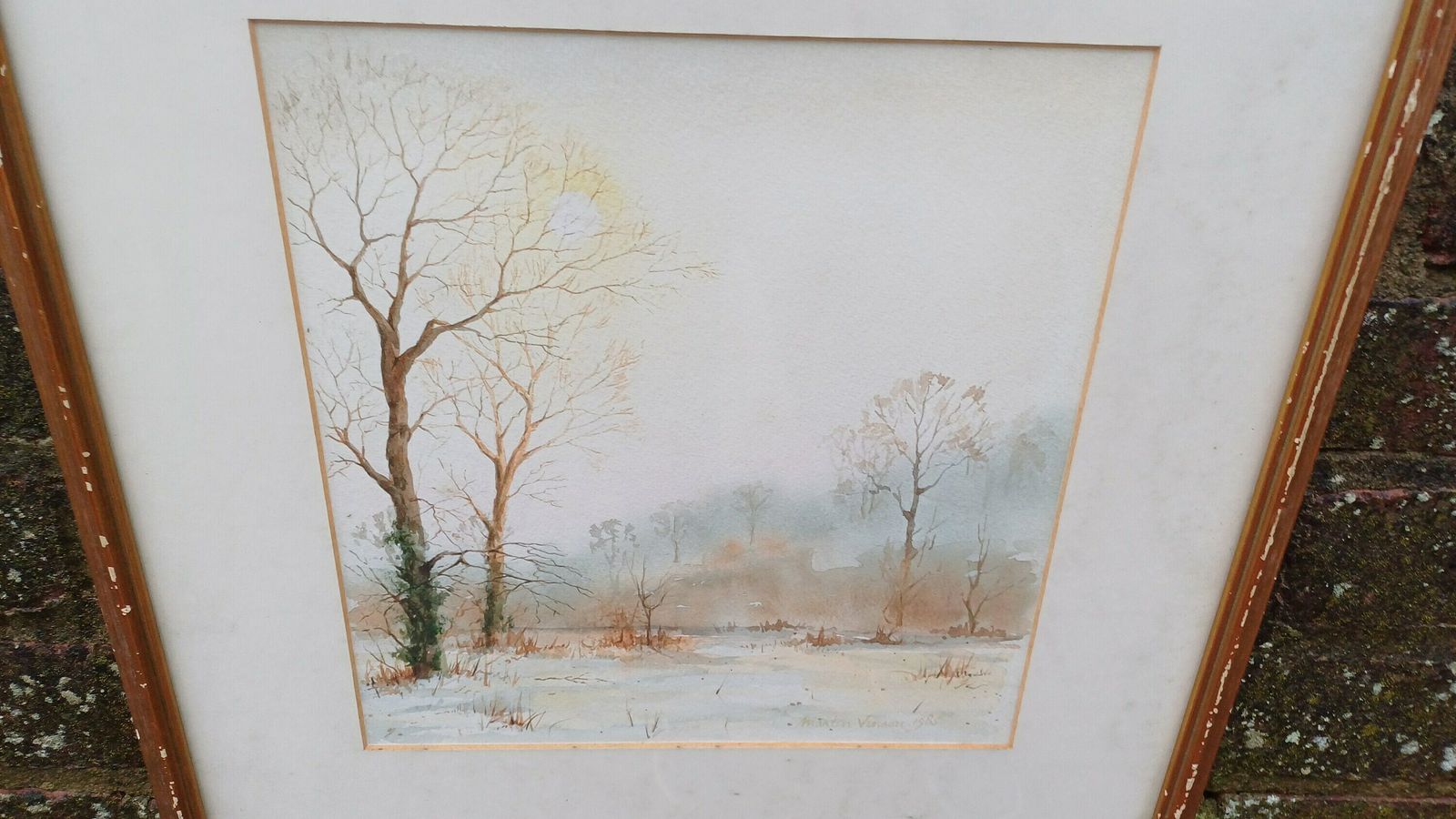 Beautifully Executed Original Watercolour Of A Winter Snow Vista By Martin Vinson 1985 photo Art