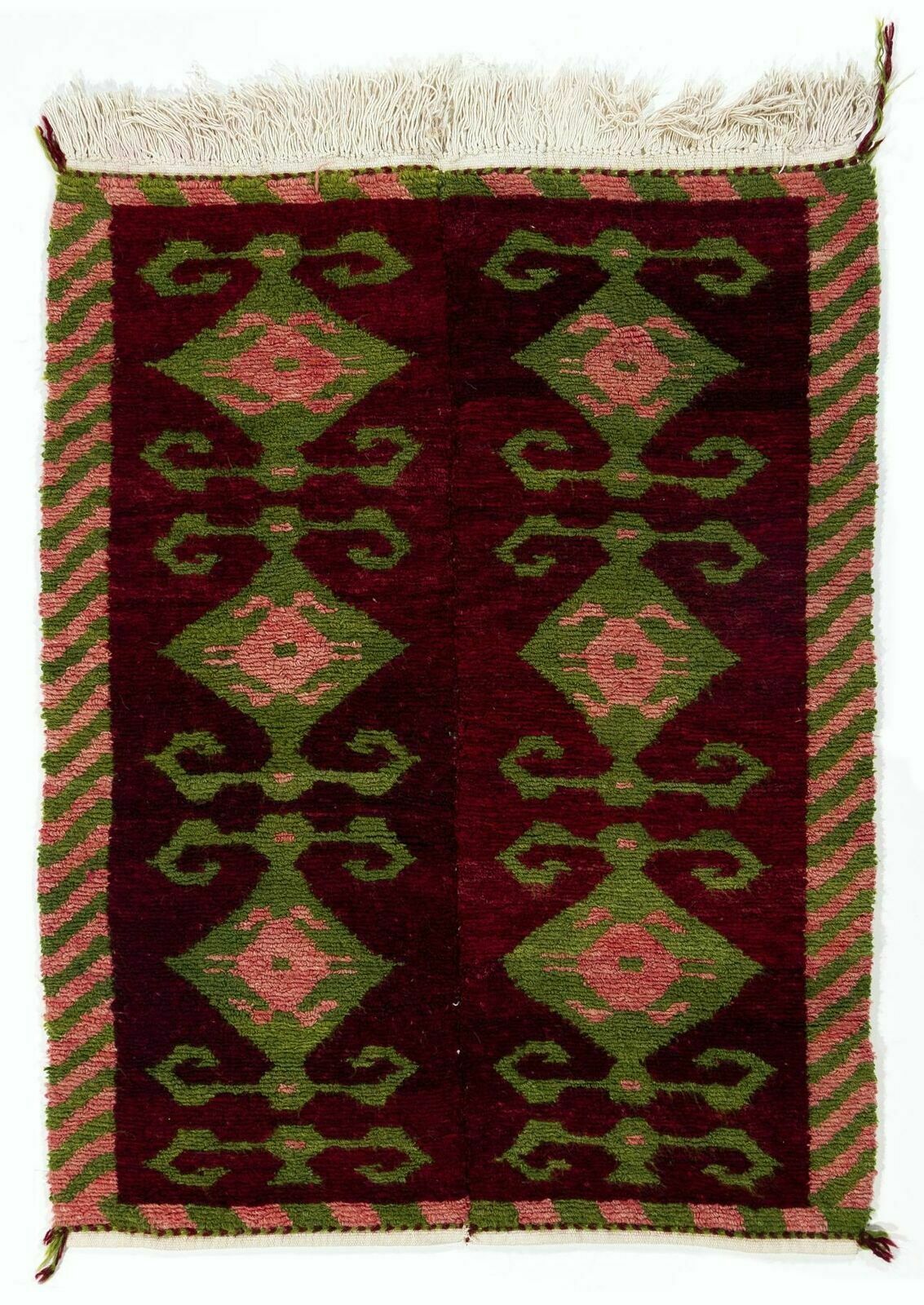 3.7x5 Ft Vintage One Of A Kind Tulu Rug With Ram’s Horn Design