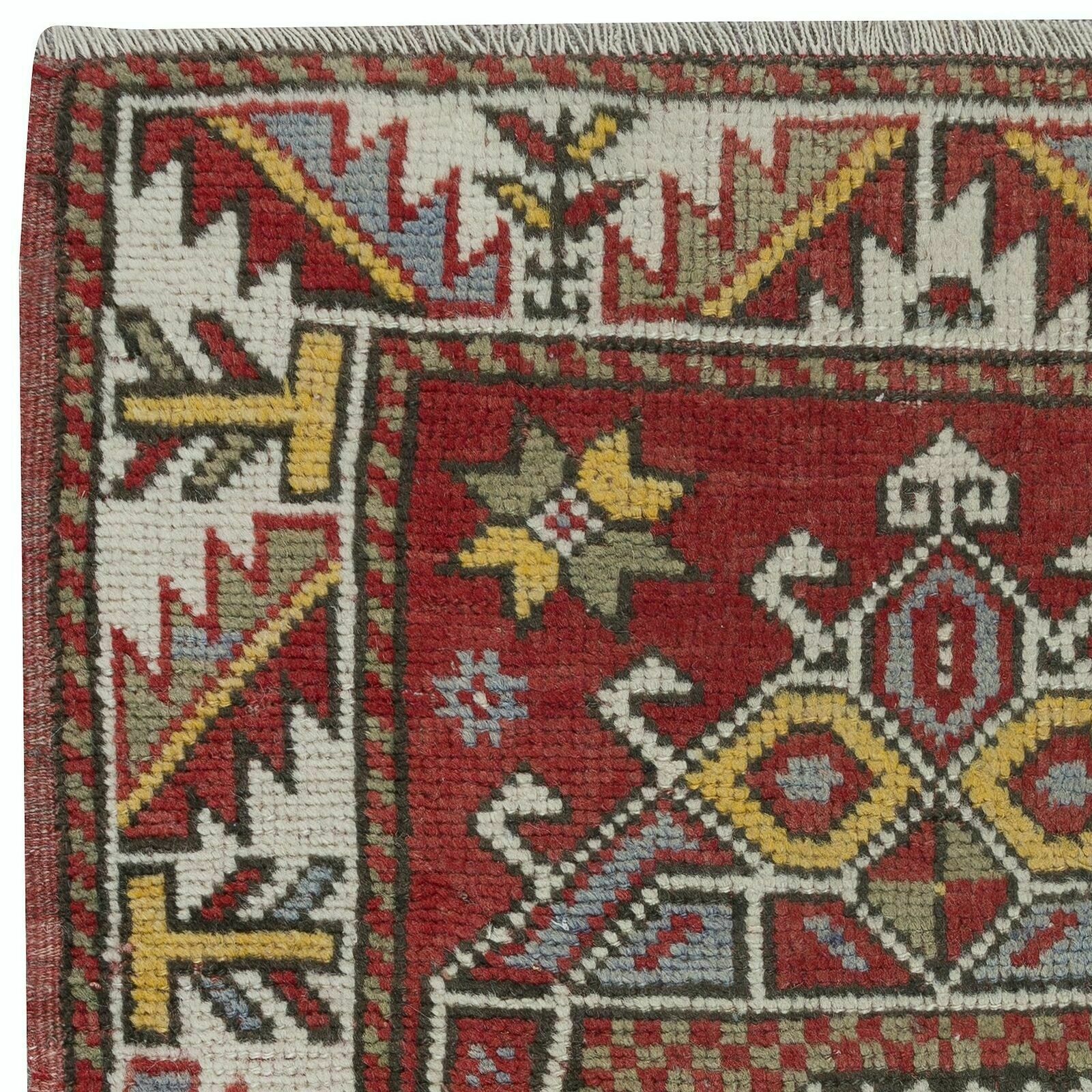 2.4x3.2 Ft Handmade Geometric Medallion Design Rug, Vintage Turkish Red Carpet photo Textiles