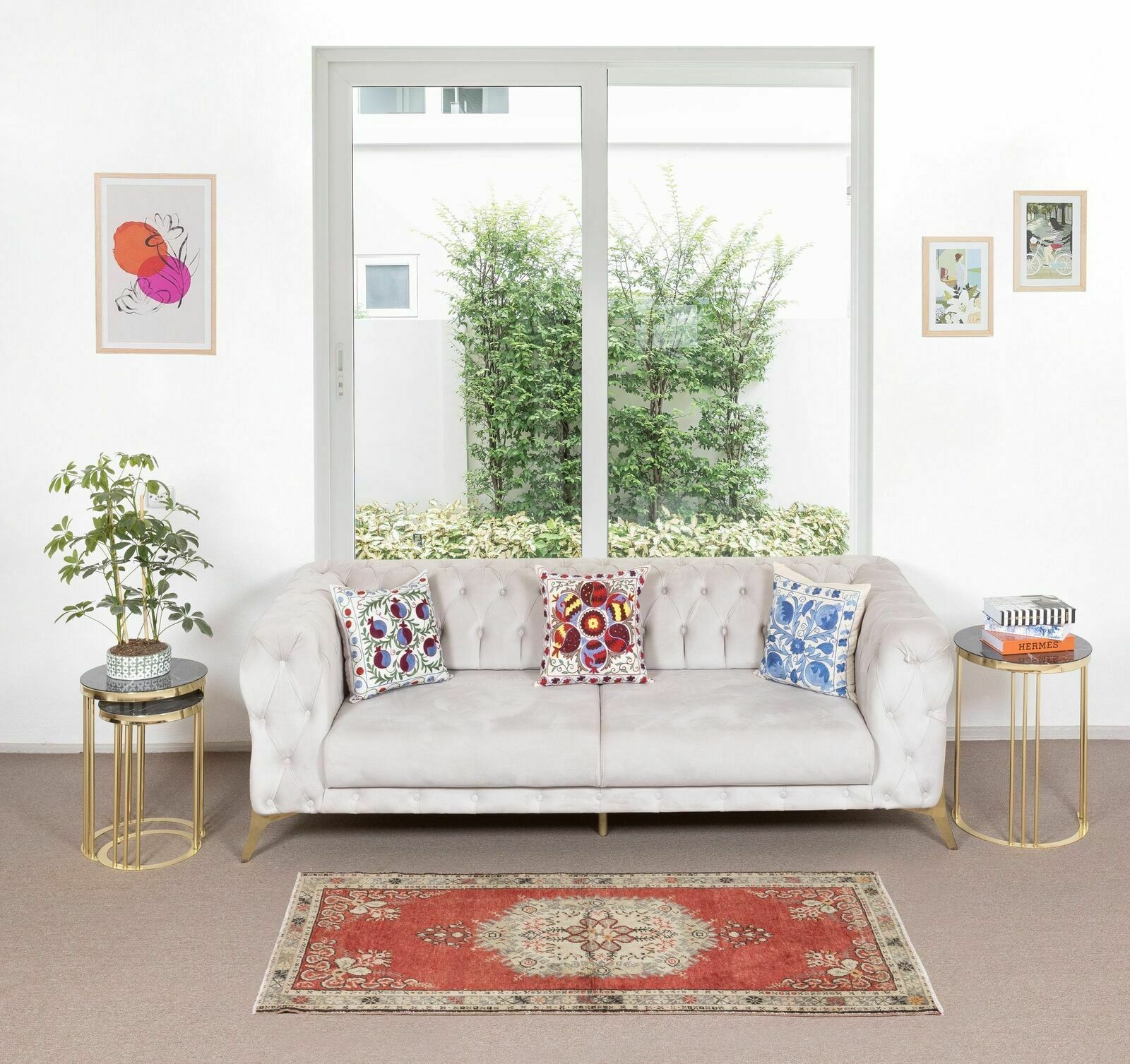 2.9x5.7 Ft Traditional Vintage Turkish Handmade Accent Rug With Medallion Design photo furniture