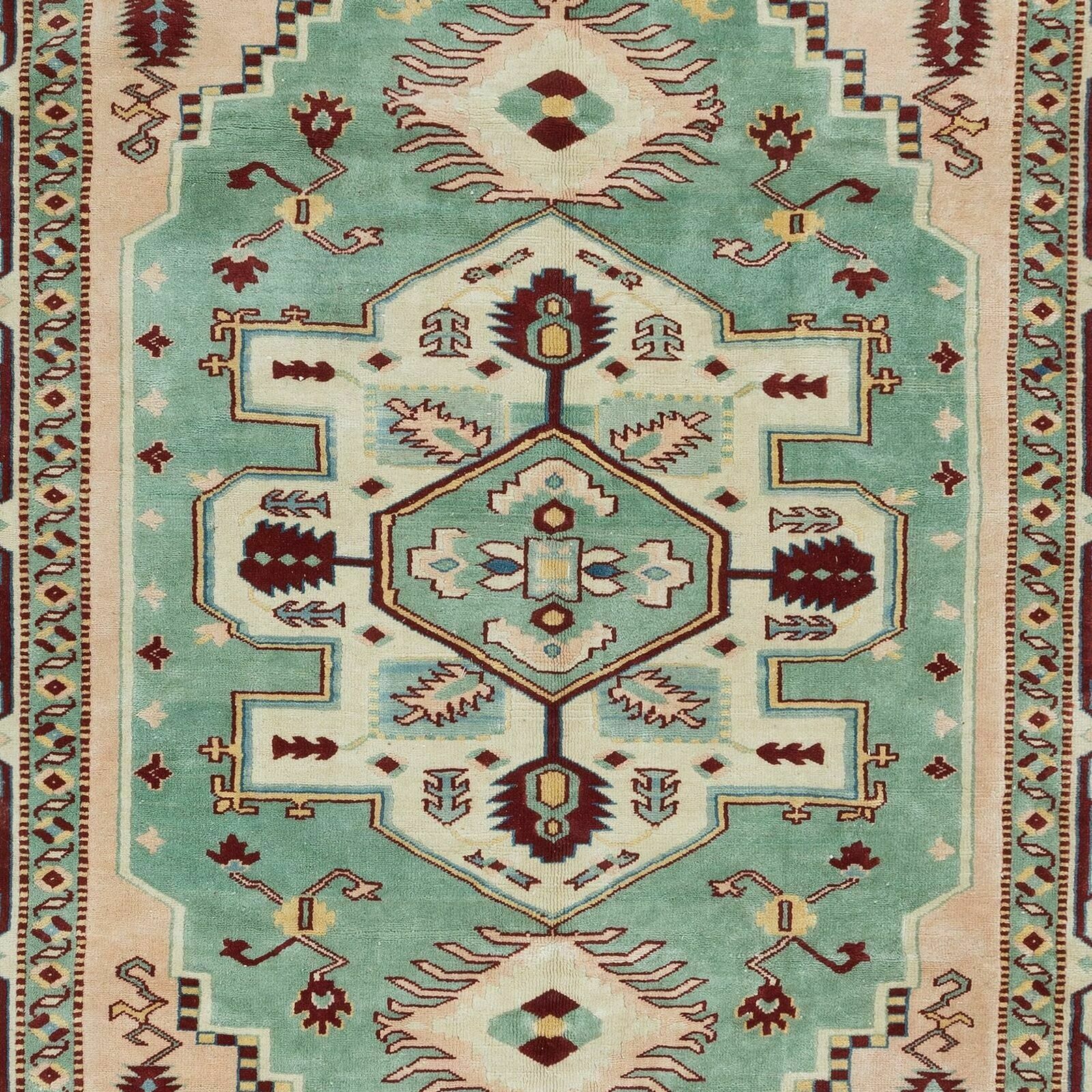 6.4x8 Ft Handmade Area Rug, Unique Vintage Turkish Carpet With Fringe, 100% Wool photo 1172.0