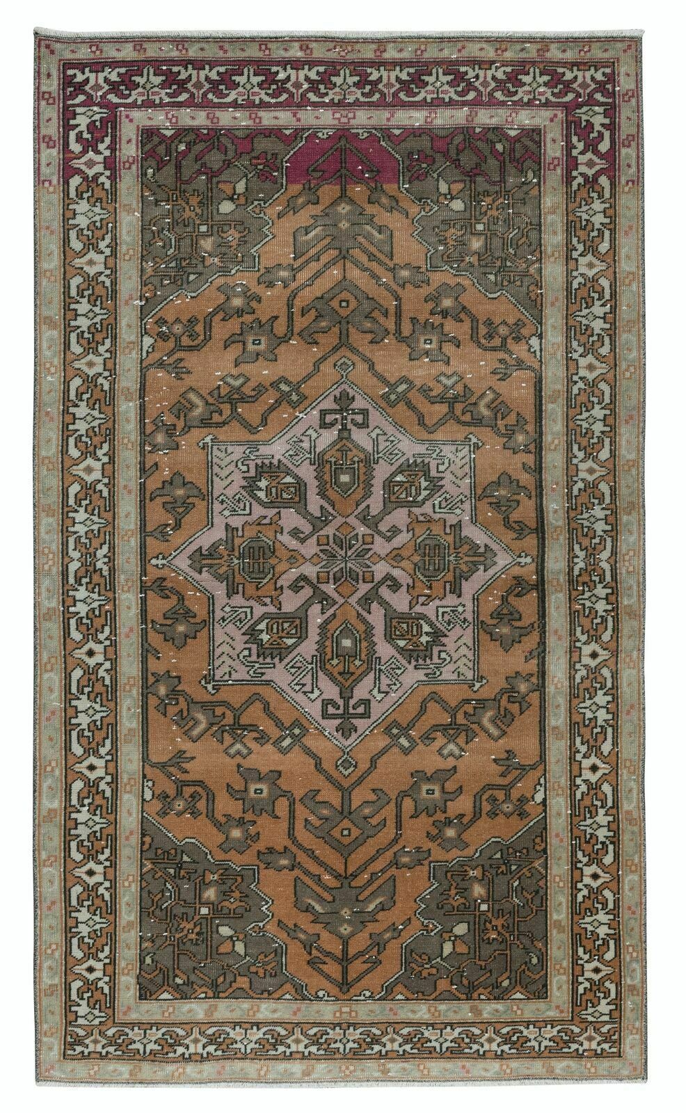 3.7x6.2 Ft One Of A Kind Vintage Tribal Rug, Handmade Turkish Carpet, Ca 1960