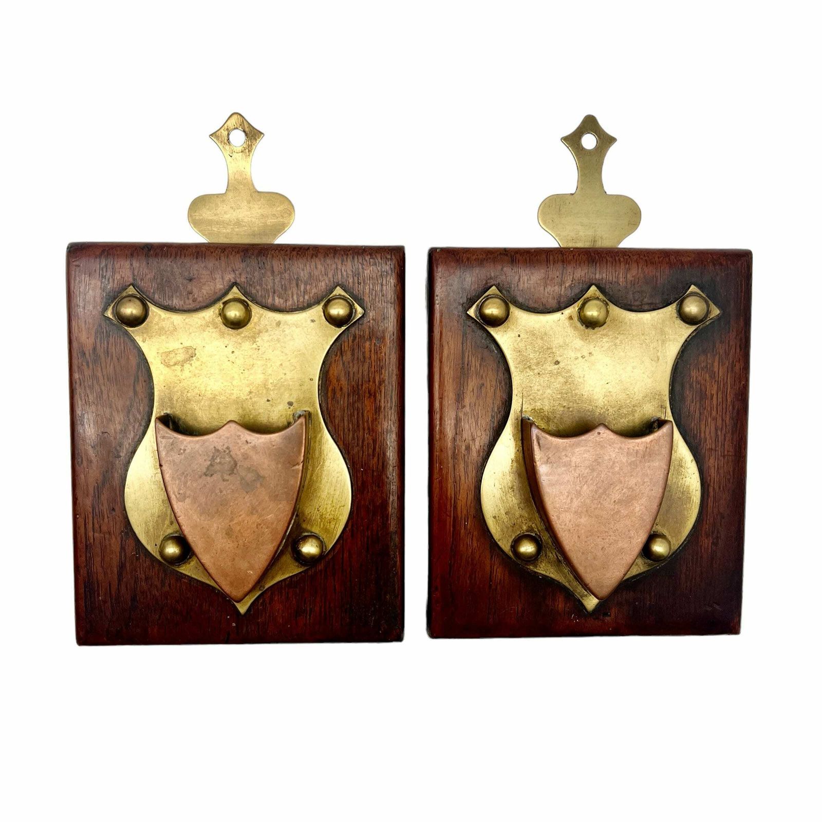 Antique Victorian Pair Of Copper & Brass Wall Hanging Spill Vases   Home Decor