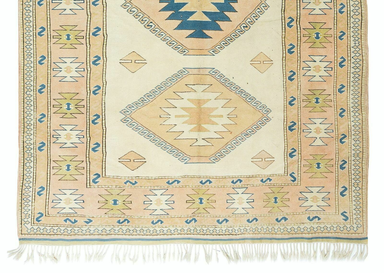 6.8x9.2 Ft Vintage Handmade Turkish Rug With Triple Geometric Medallion Design photo 1073.0
