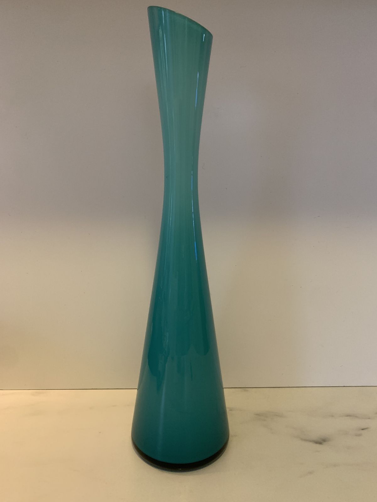 Art Swedish Turquoise Glass Vase By Gunnar Ander For Elme Glasbruk, 1960s photo