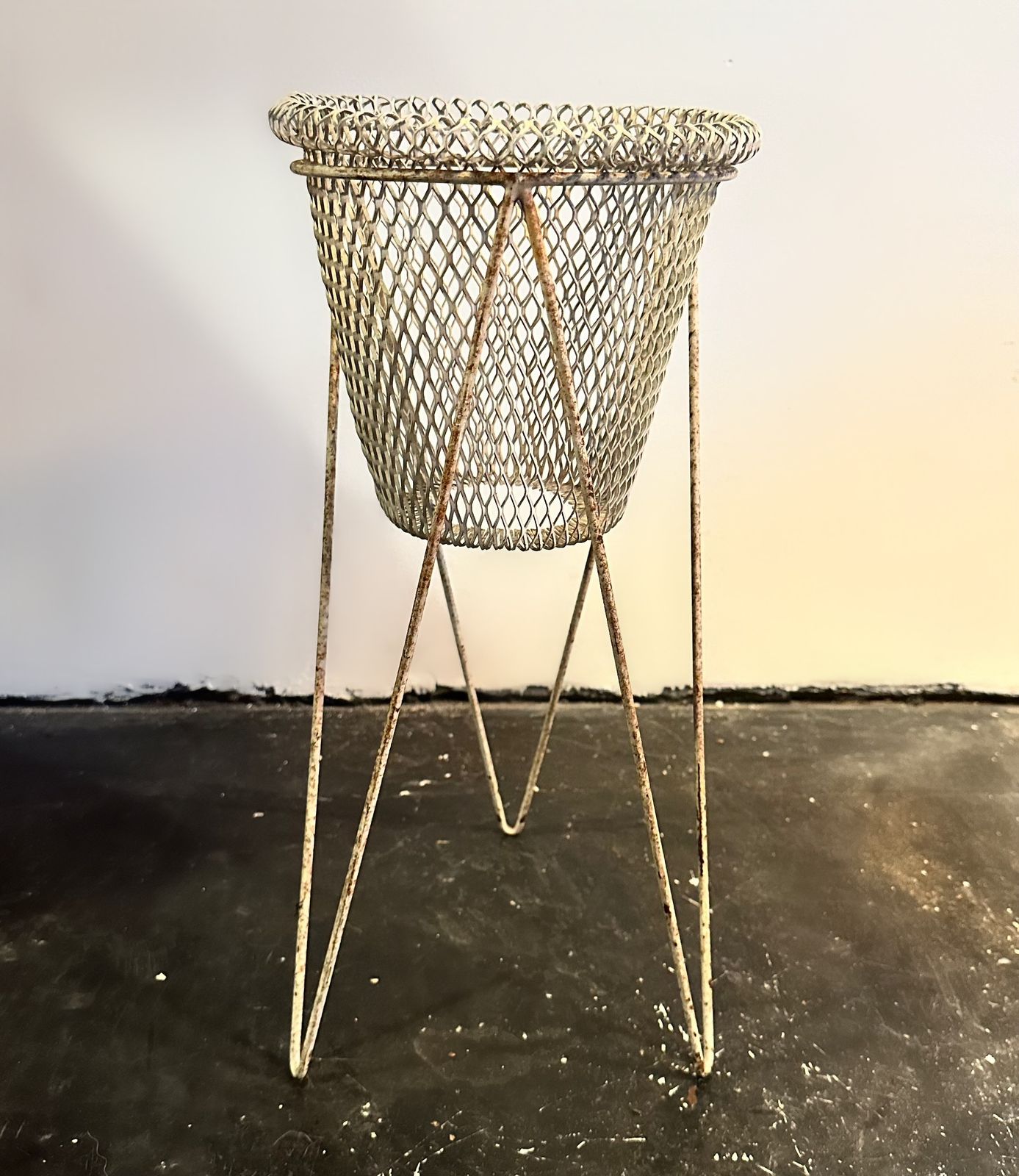 Original Mid Century White Wire Planter From The Festival Of Britain, 1951