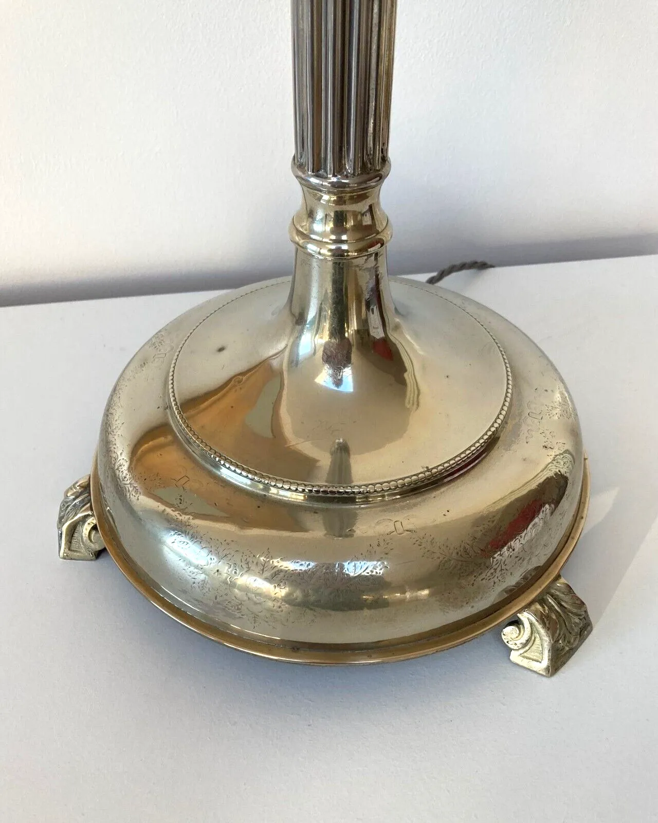 photo furniture Tall Vintage Plated Table Lamp Early 20th Century Rewired Pat Tested