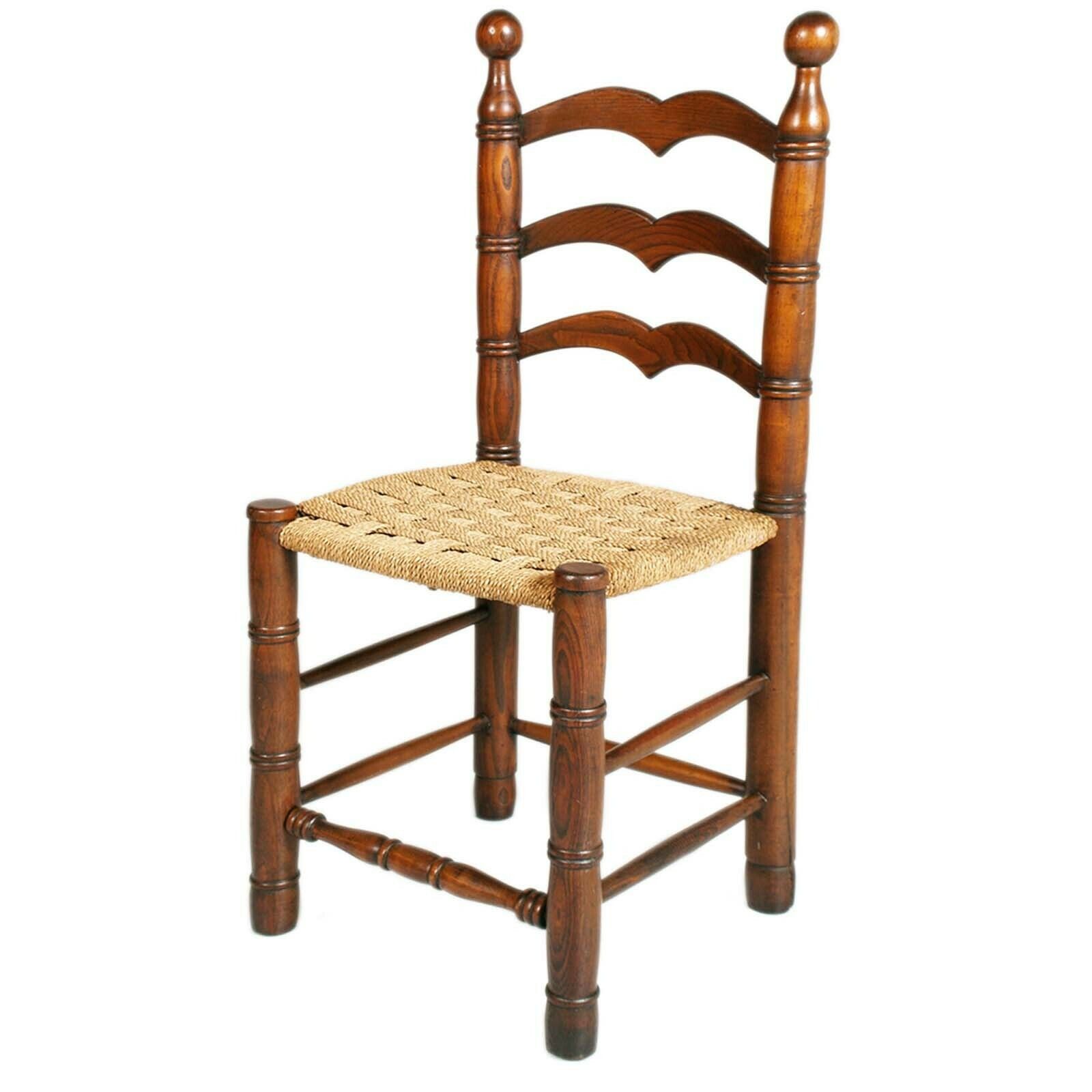 Hemp Rope And Oak Brutalist Style Chairs By Charles Dudouyt, 1940s, Set Of 2 photo vintage