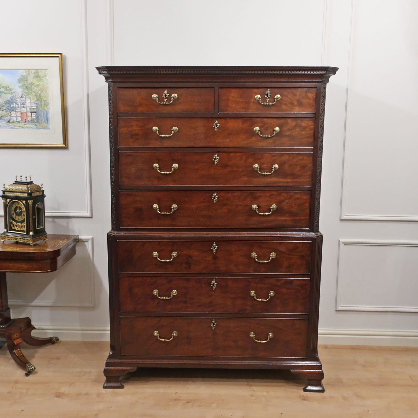 Chippendale Period Mahogany Antique Chest On Chest