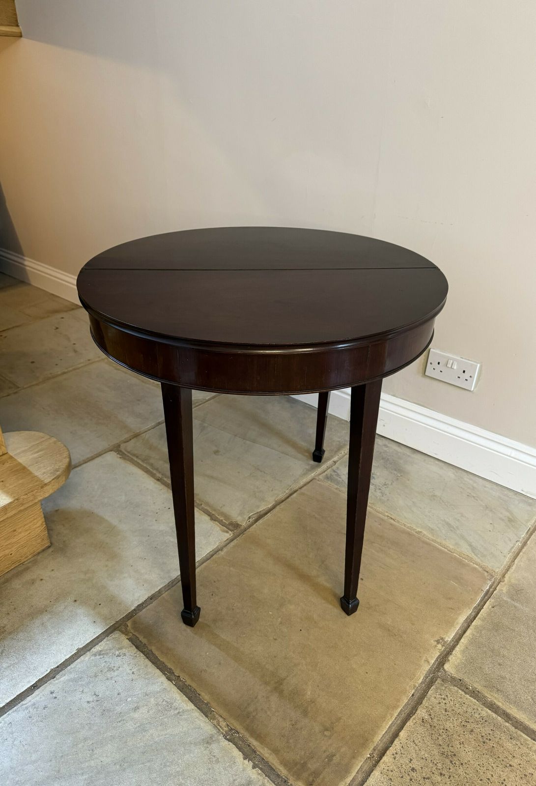 Antique George III Quality Figured Mahogany Demi Lune Shaped Tea Table photo furniture