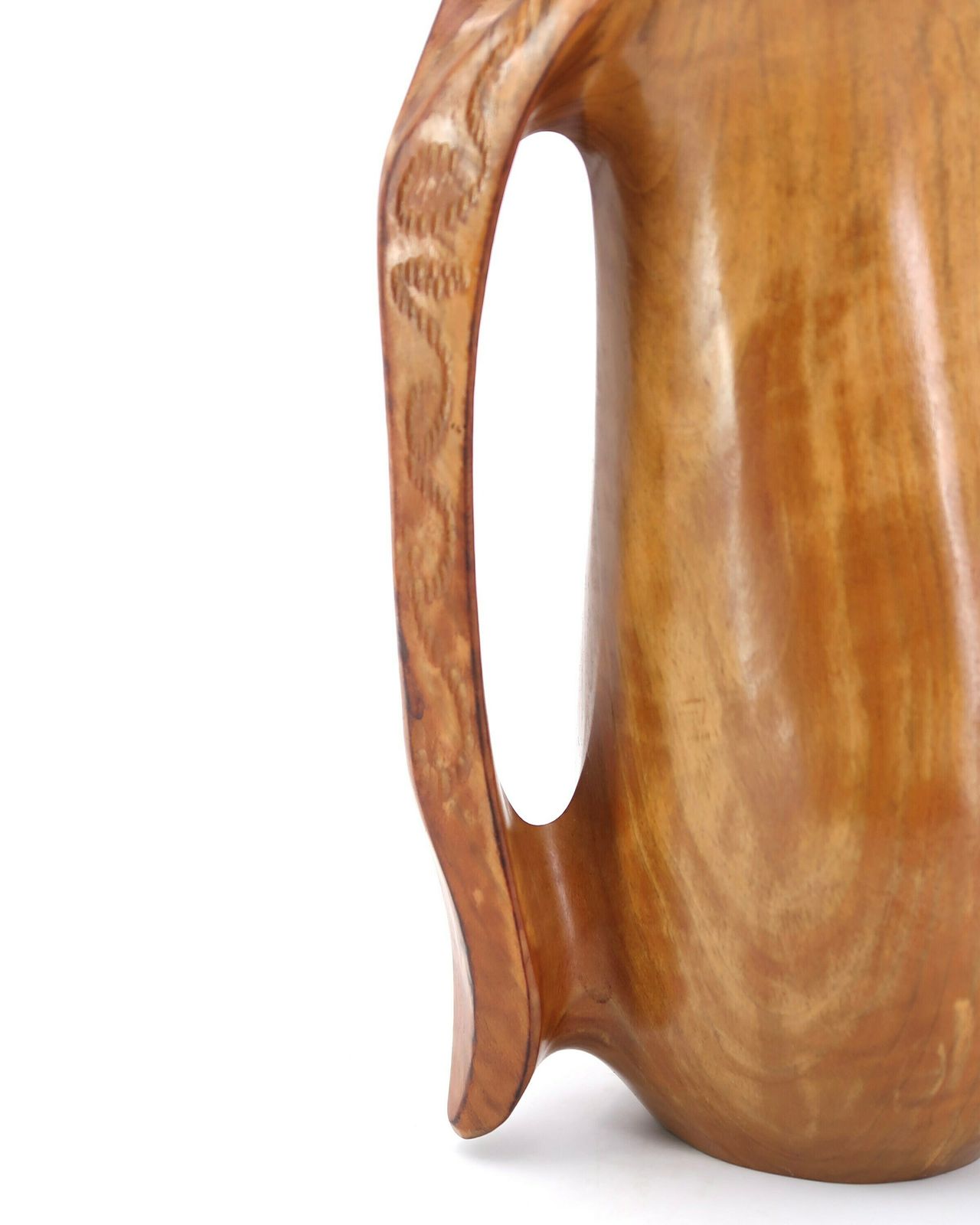Spanish Wood Pitcher, 1960s / Vase, Wabi Sabi, Boho Chic, Folk Art, Pot, Wooden photo Home Decor