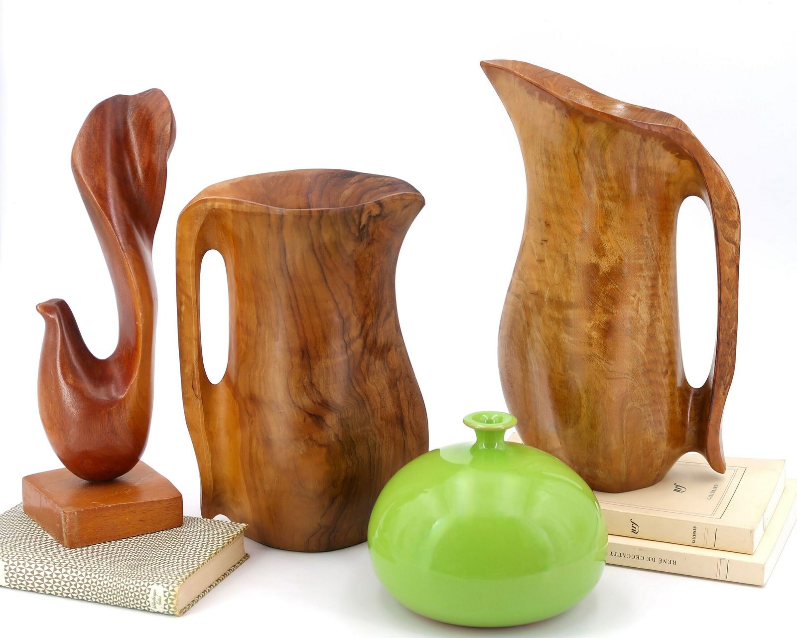 Spanish Wood Pitcher, 1960s / Vase, Wabi Sabi, Boho Chic, Folk Art, Pot, Wooden photo vintage