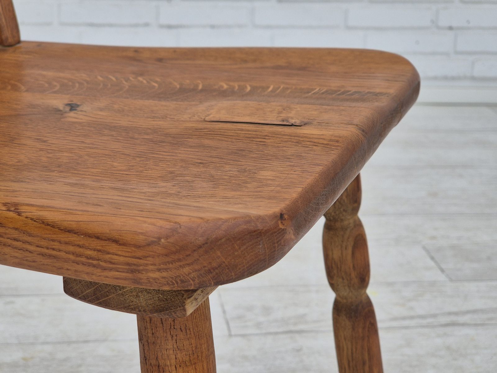 1960s, Set Of 4 Scandinavian Dining Chairs In Solid Oak Wood, Original Good Condition. photo 1350.0