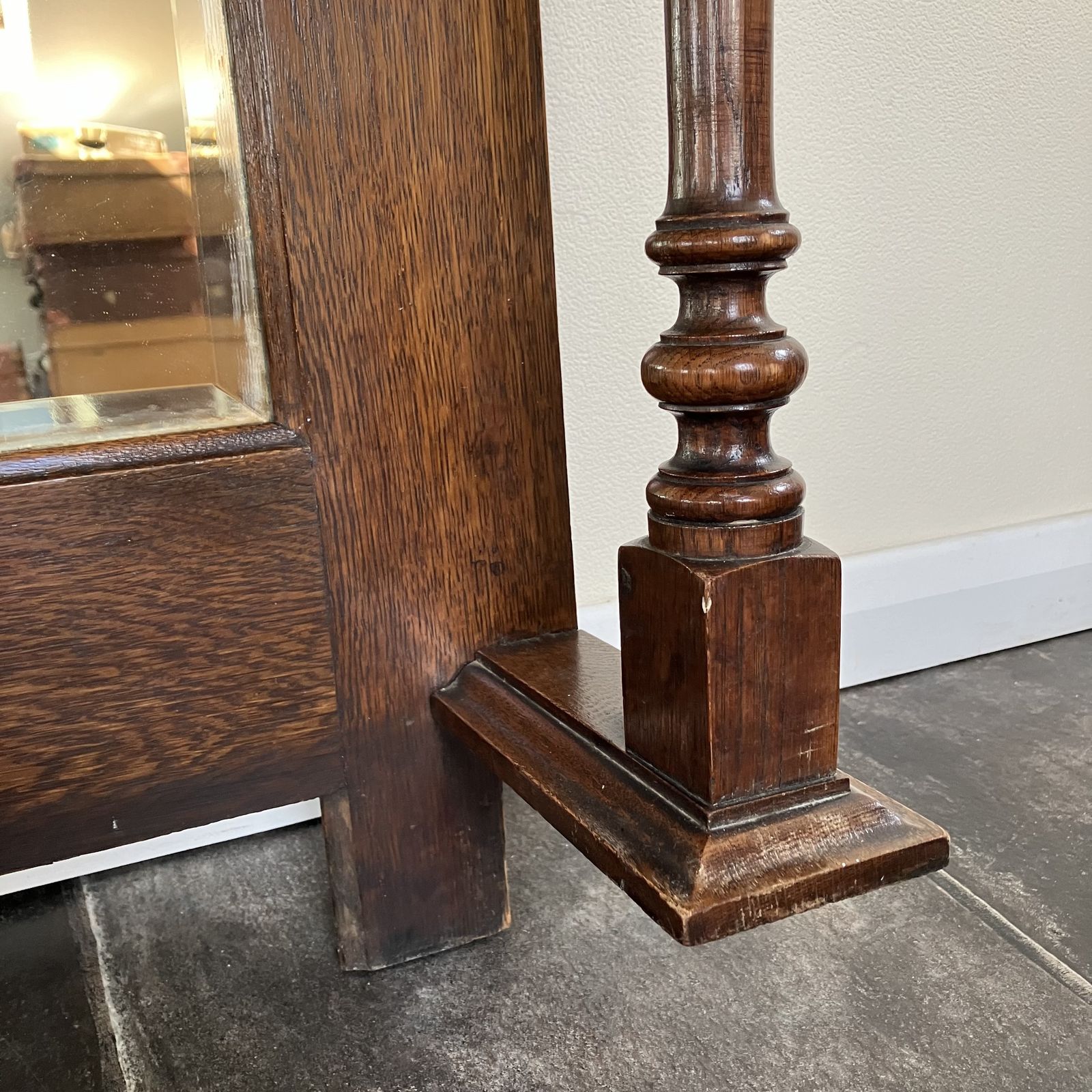 Reclaimed Salvaged Edwardian Oak Over Mantle Bevelled Wall Mirror photo buy