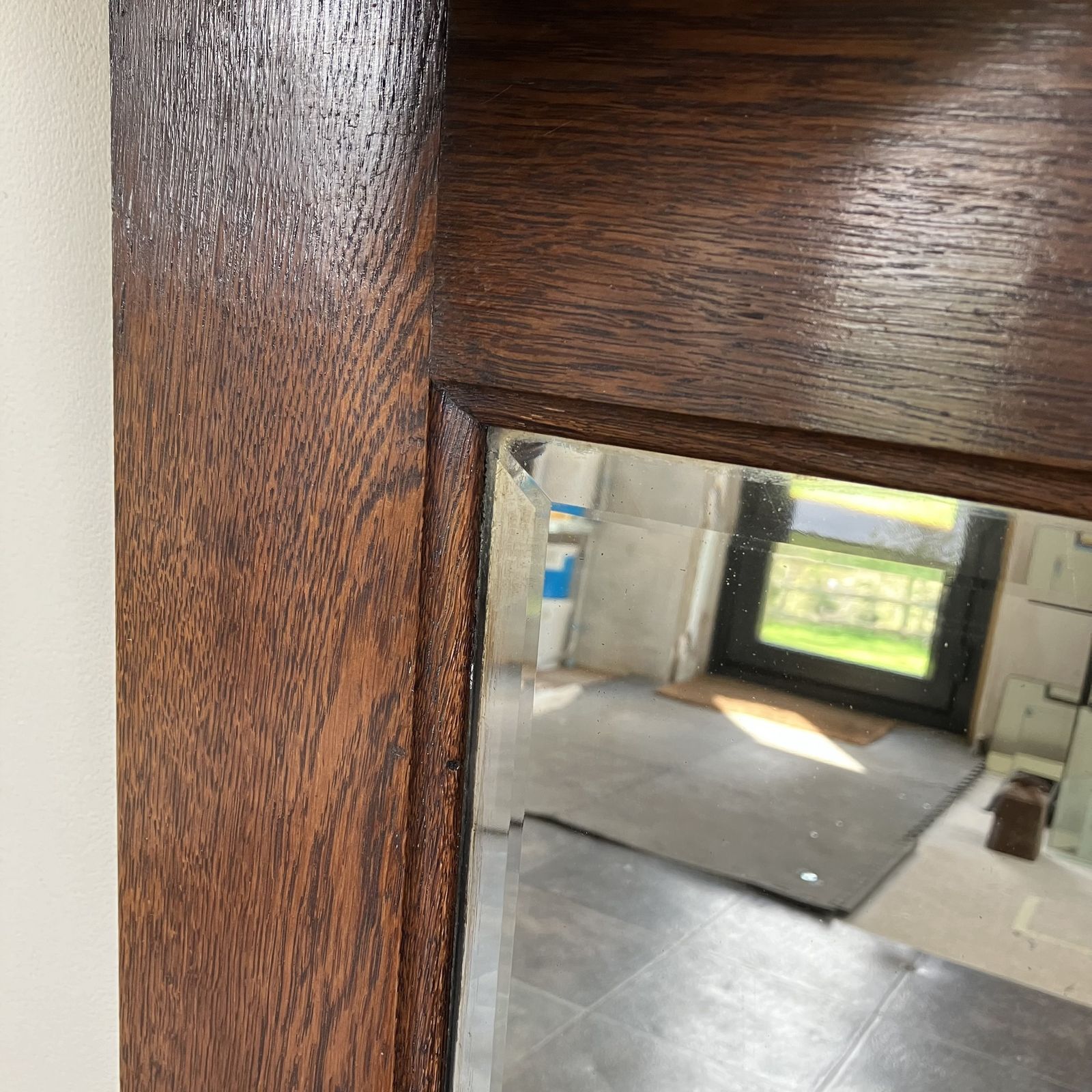 Home Decor Reclaimed Salvaged Edwardian Oak Over Mantle Bevelled Wall Mirror photo