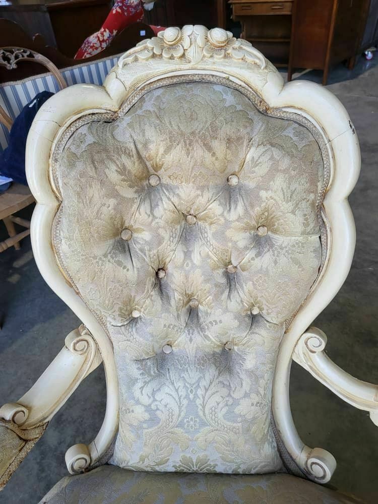Antique French Louis Cream Wood Frame Sofa Love Seat Cabriole Legs photo 475.0