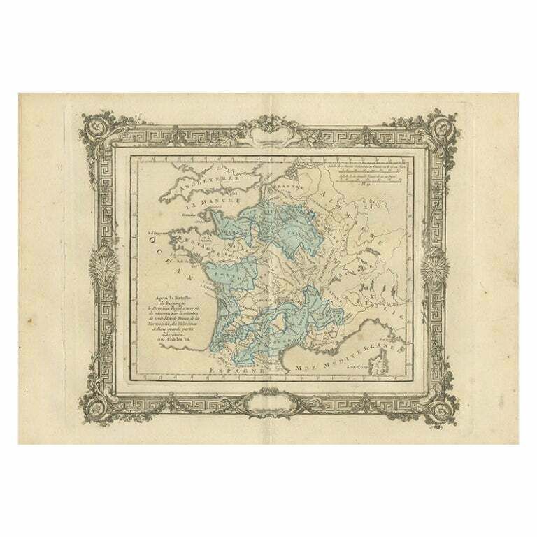 Antique Map Of France Under The Reign Of Charles VII By Zannoni, 1765