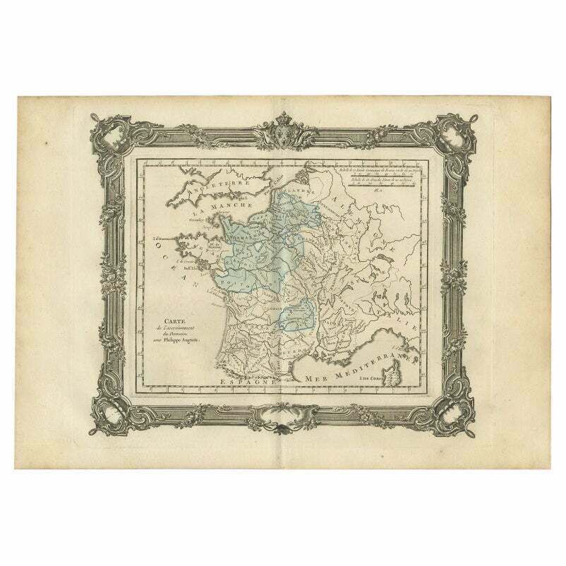 Antique Map Of France Under The Reign Of Philip II By Zannoni, 1765
