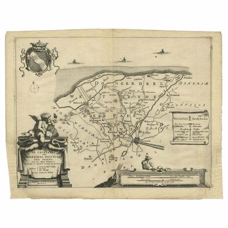 Antique Map Of The Region Of Dongeradeel By Schotanus, 1664