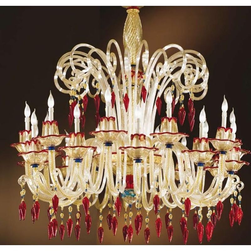 1970s Italian Chandelier Style Murano Glass Multicolors With Flowers photo 42280.0