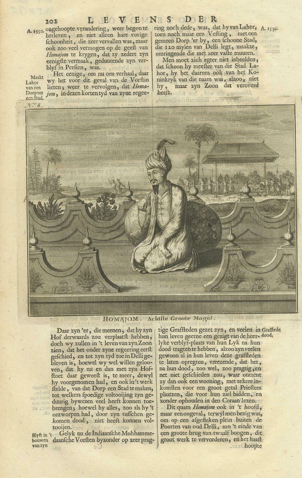 Antique Print Of The 8th Mughal Emperor By Valentijn '1726' photo furniture
