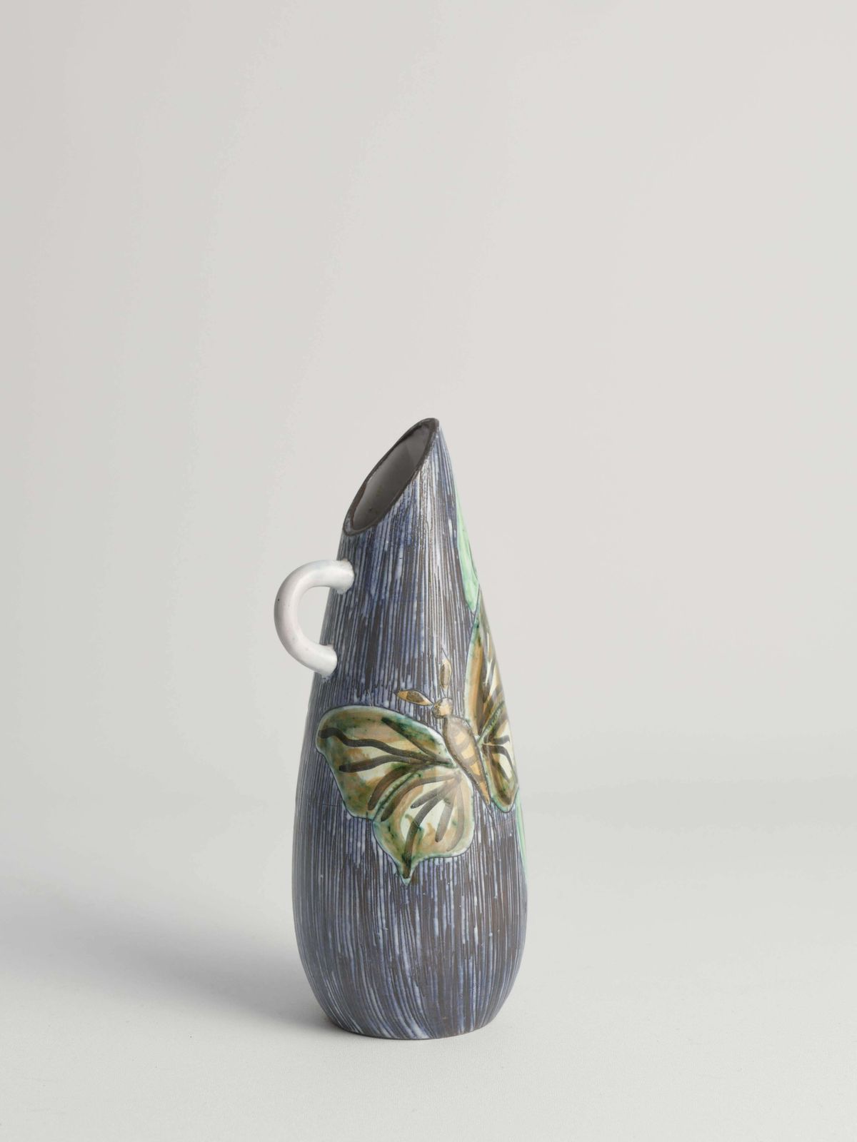 Home Decor Mid Century Modern Stoneware Vase With Sgraffito And Butterflies. Sweden, 1950s photo