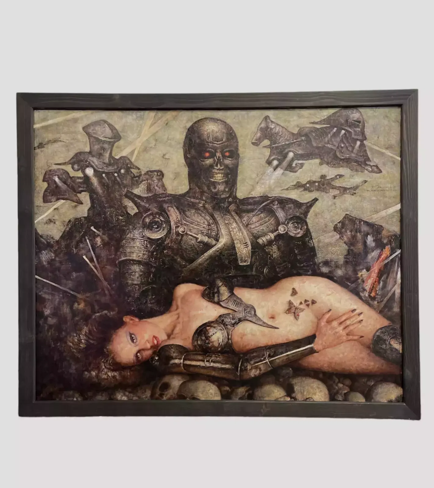 Overpainted Giclée Print On Canvas, Six Butterflies Of Apocalypse, 2023, By Kartashov Andrey, Russia, 21st Century. 1 Of 15 Tinted Prints. photo for sale