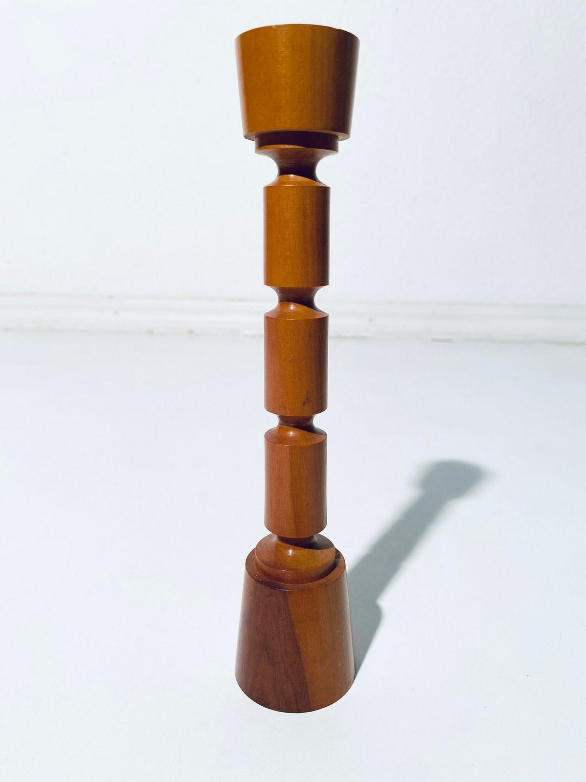 Elegant Mid Century Wooden Candle Holder / 1960s Hygge Home Decor photo furniture