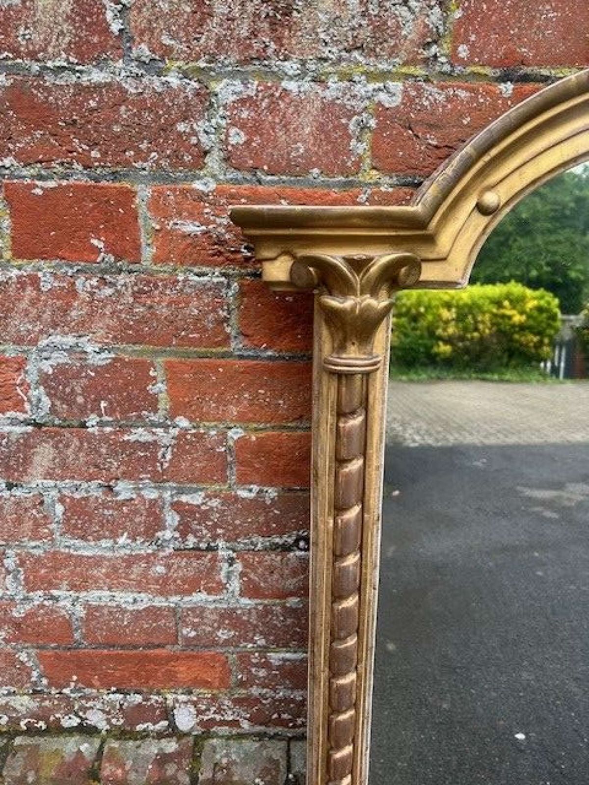A Superb Large Antique English 19th C Shaped Top Original Gilt Mirror. photo furniture