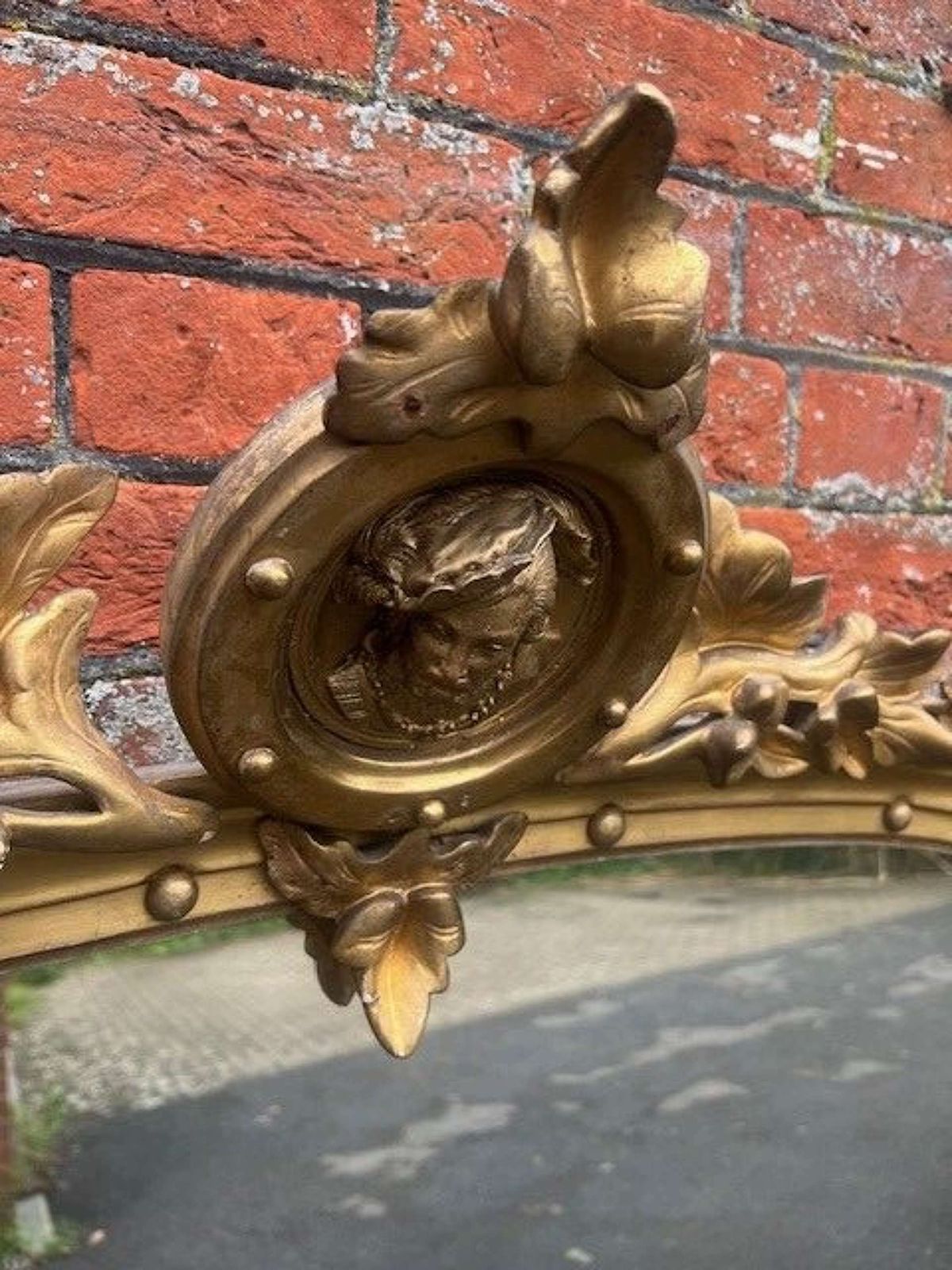 A Superb Large Antique English 19th C Shaped Top Original Gilt Mirror. photo Home Decor