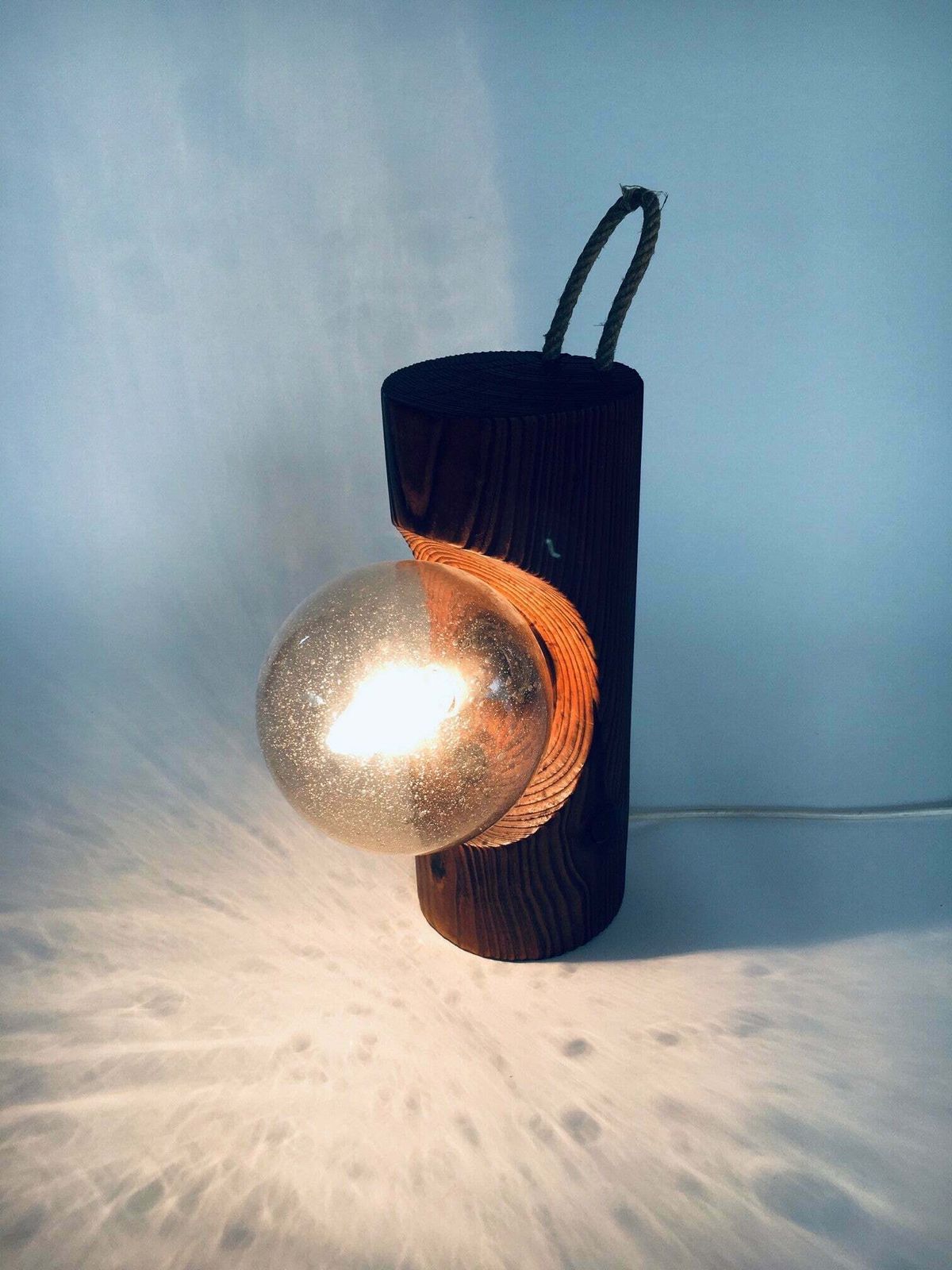 Brutalist Design Wood Table Or Wall Lamp By Temde Leuchten, Switzerland 1960's photo for sale