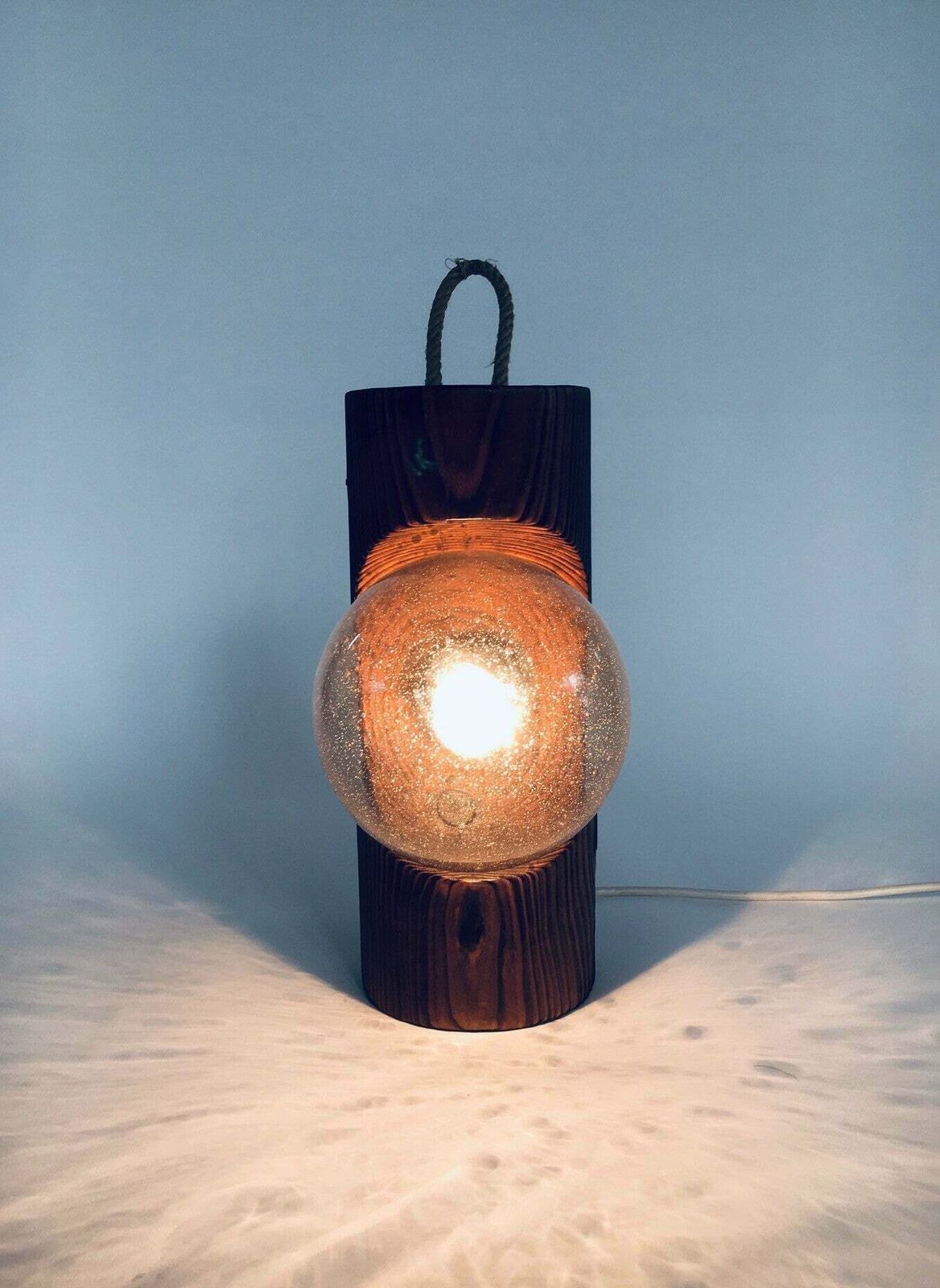 Brutalist Design Wood Table Or Wall Lamp By Temde Leuchten, Switzerland 1960's photo buy
