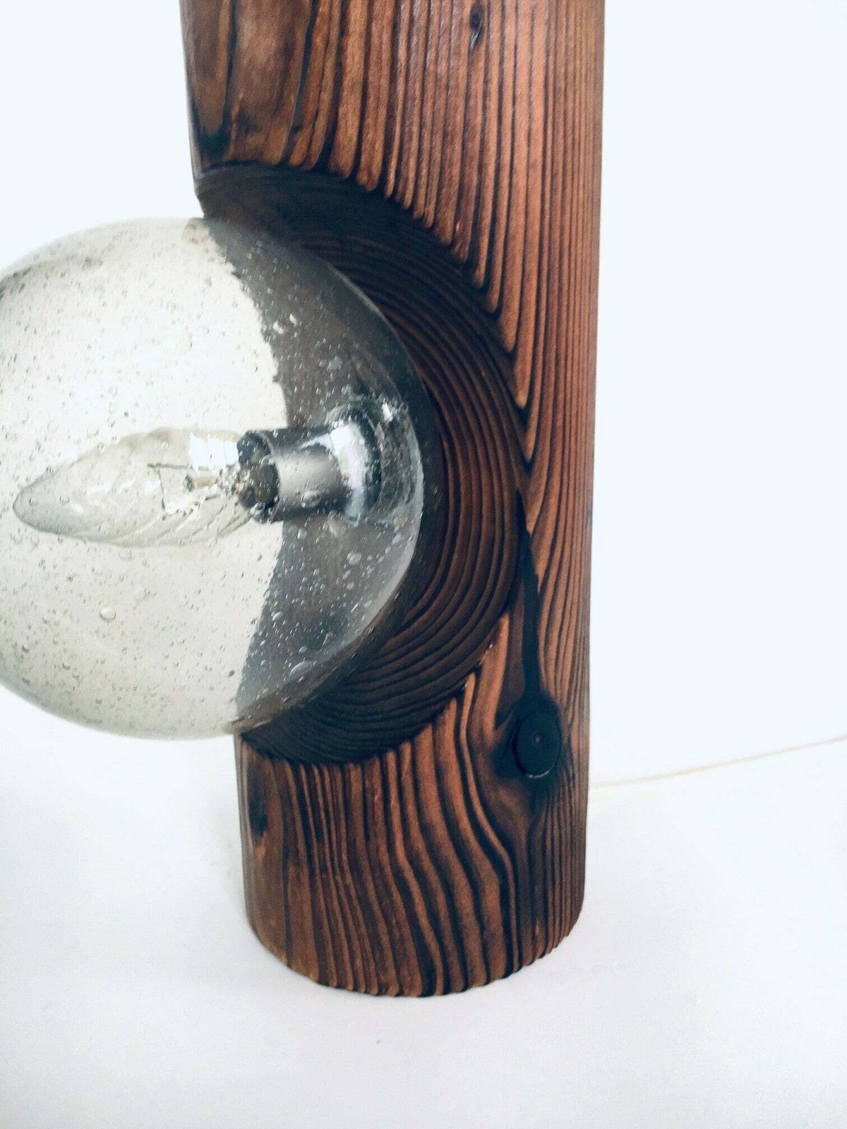 450.0 Brutalist Design Wood Table Or Wall Lamp By Temde Leuchten, Switzerland 1960's photo