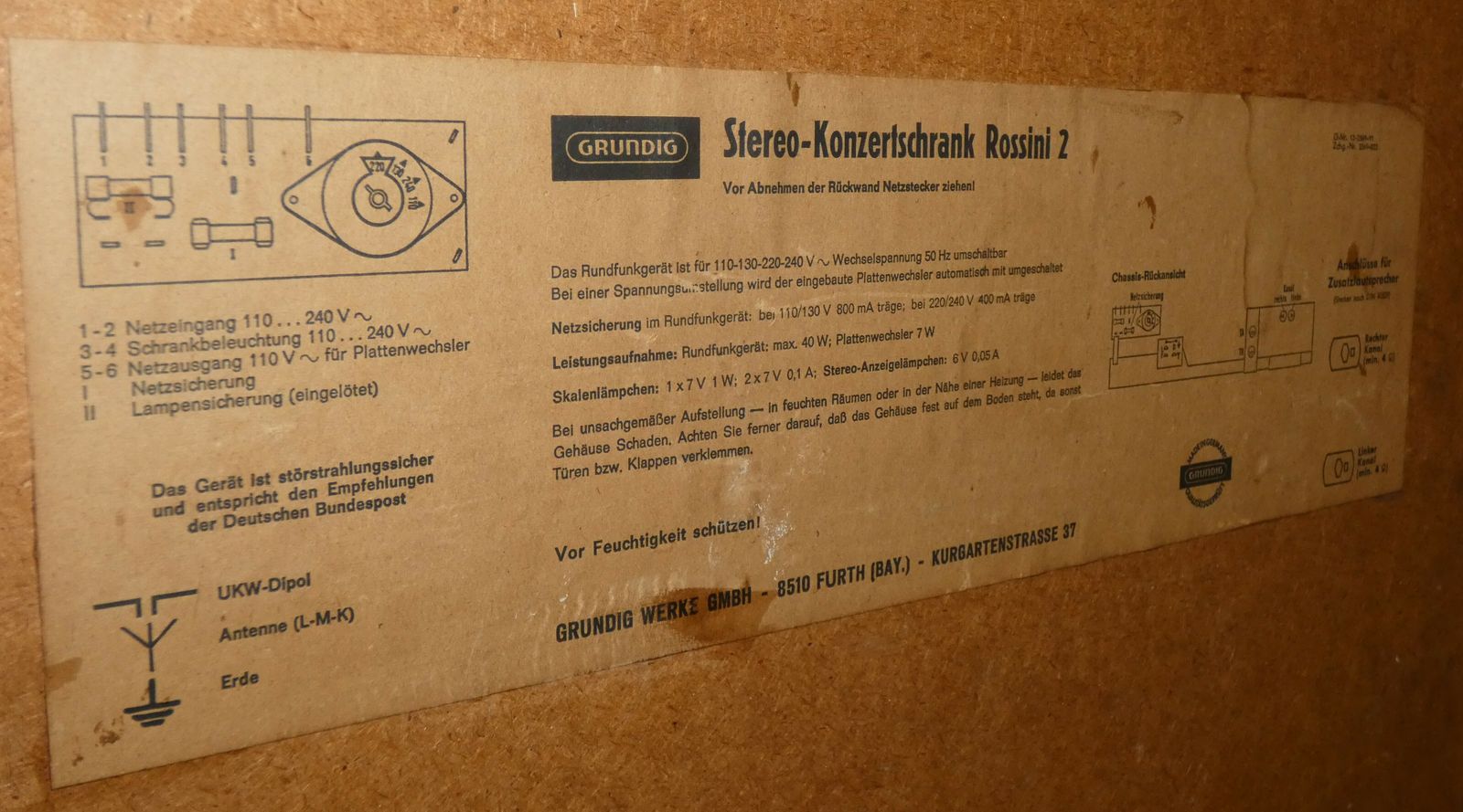 German Radio And Turntable Console By Grundig, 1968 photo vintage