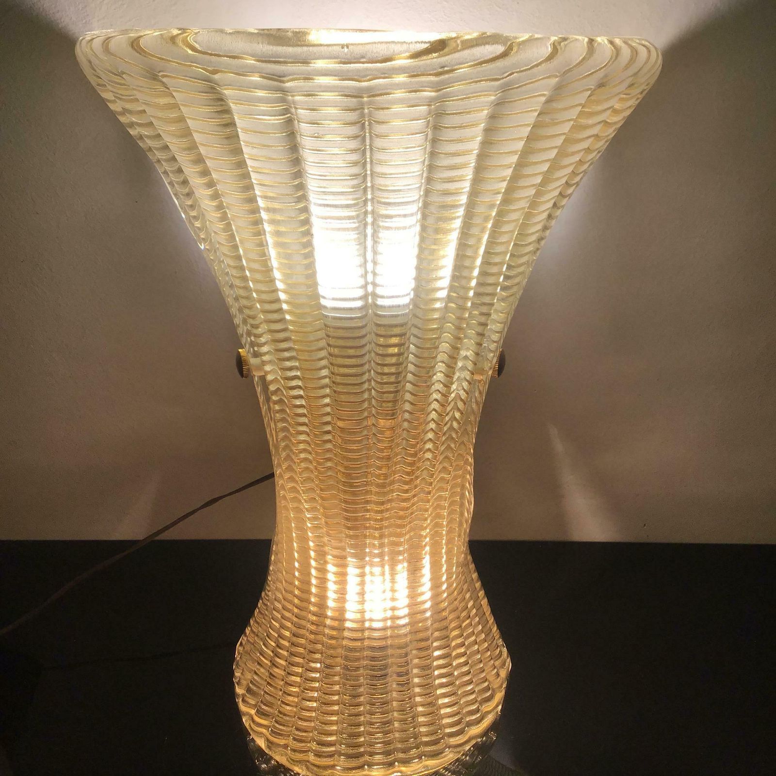Venini Large Sconce Gold Murano Glass Brass 1950 Italy photo vintage