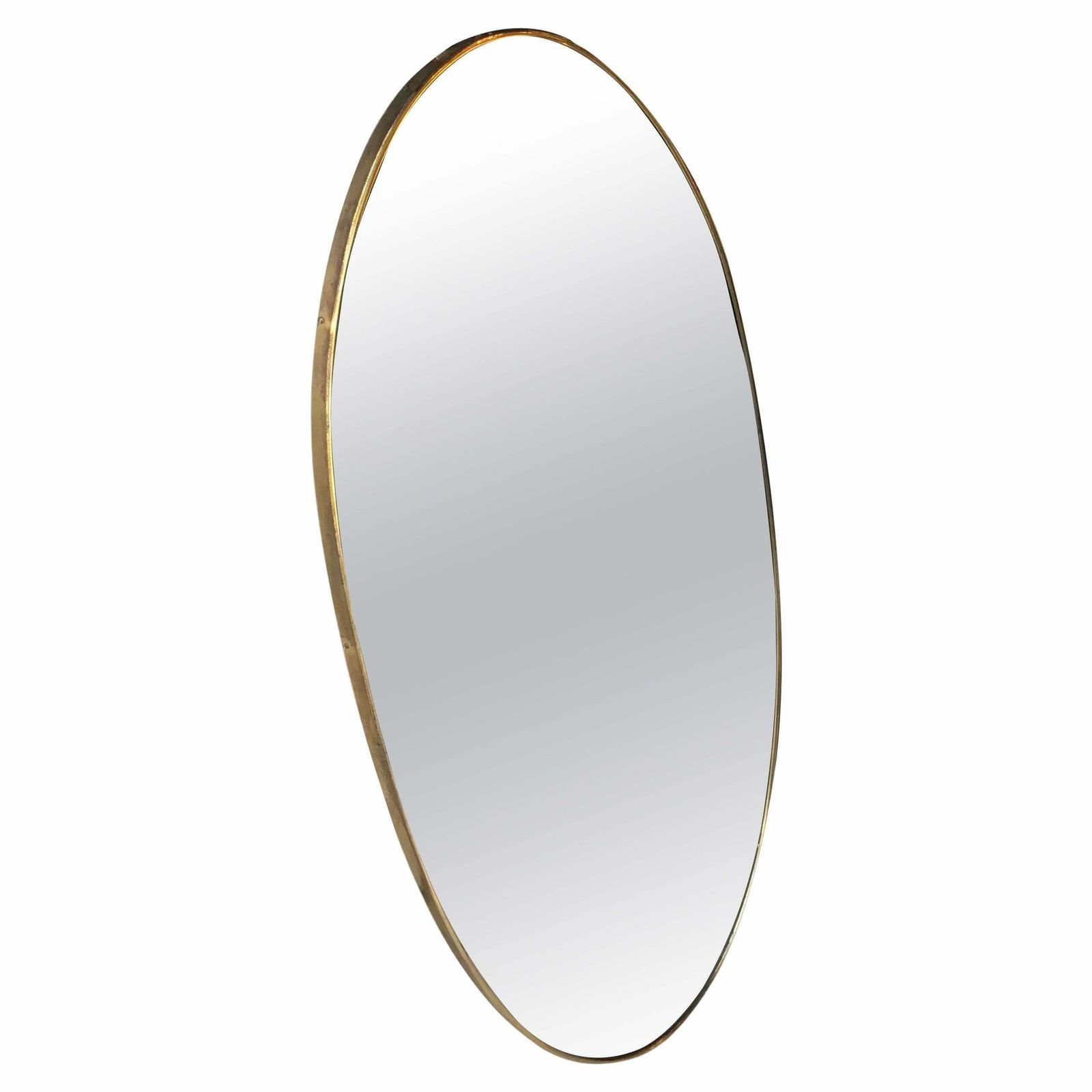 Fontana Arte Ovale Mirror Brass Wood Mirrored Glass 1950 Italy